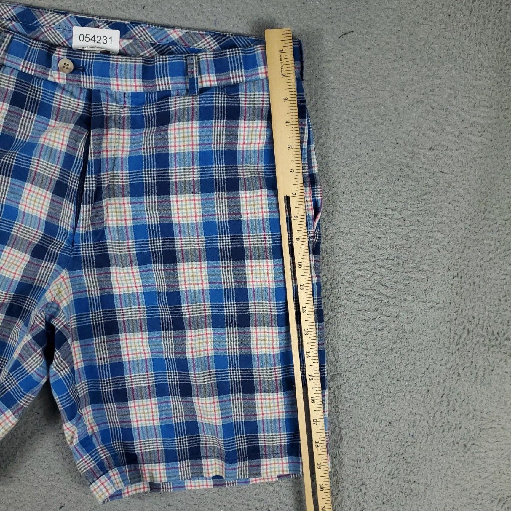 Peter Millar Peter Millar Chino Shorts Mens Size 36 Blue Plaid Cotton Flat Front Casual Size US 36 / EU 52 - 5 Thumbnail