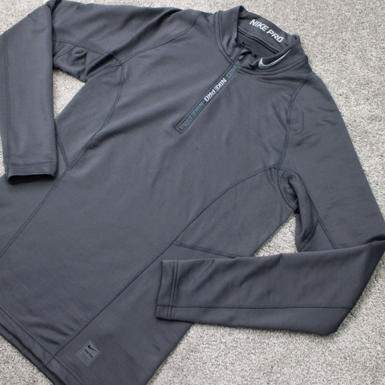 Nike Nike Pro Sweatshirt Mens Small Gray Hyperwarm 1/4 Zip Mock Neck L/S Pullover Size US S / EU 44-46 / 1 - 3 Thumbnail