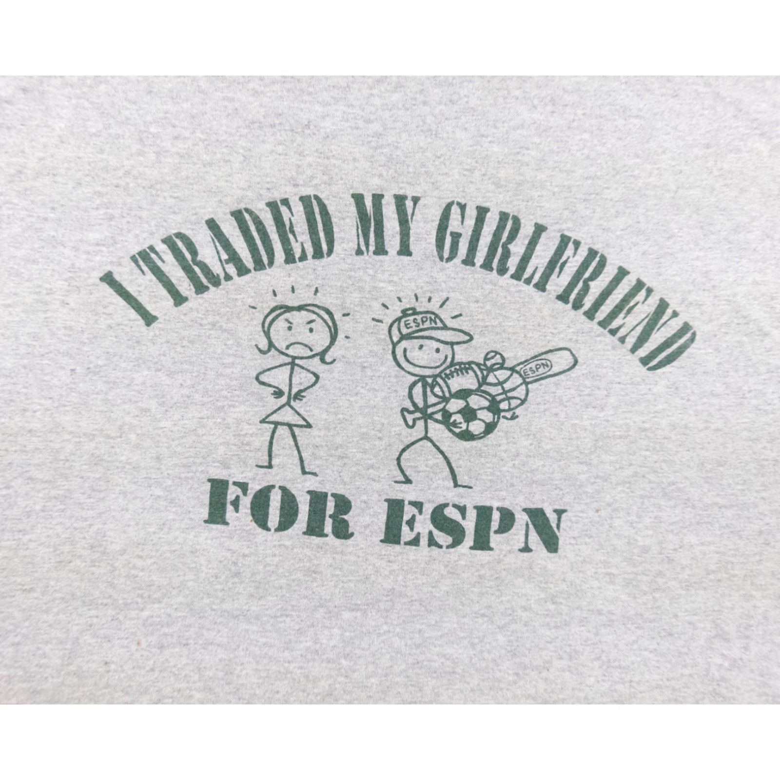 Vintage VTG ESPN Shirt Adult 2XL XXL Gray Short Sleeve Funny Relationship Graphic Tee Size US XXL / EU 58 / 5 - 2 Thumbnail