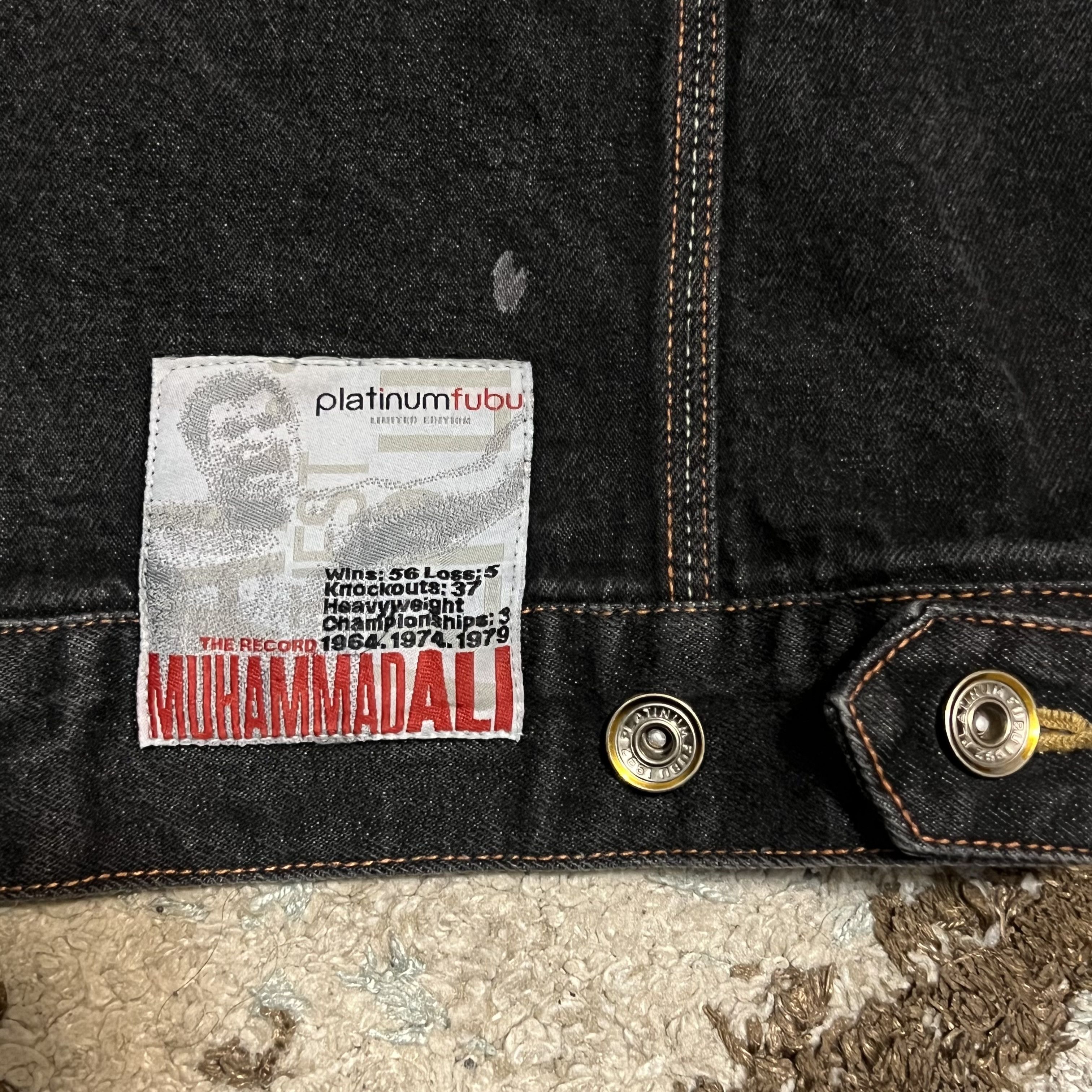 Fubu × Vintage Vintage Platinum FUBU Muhammad Ali Black Denim Jacket 3XL Size US XXL / EU 58 / 5 - 5 Thumbnail