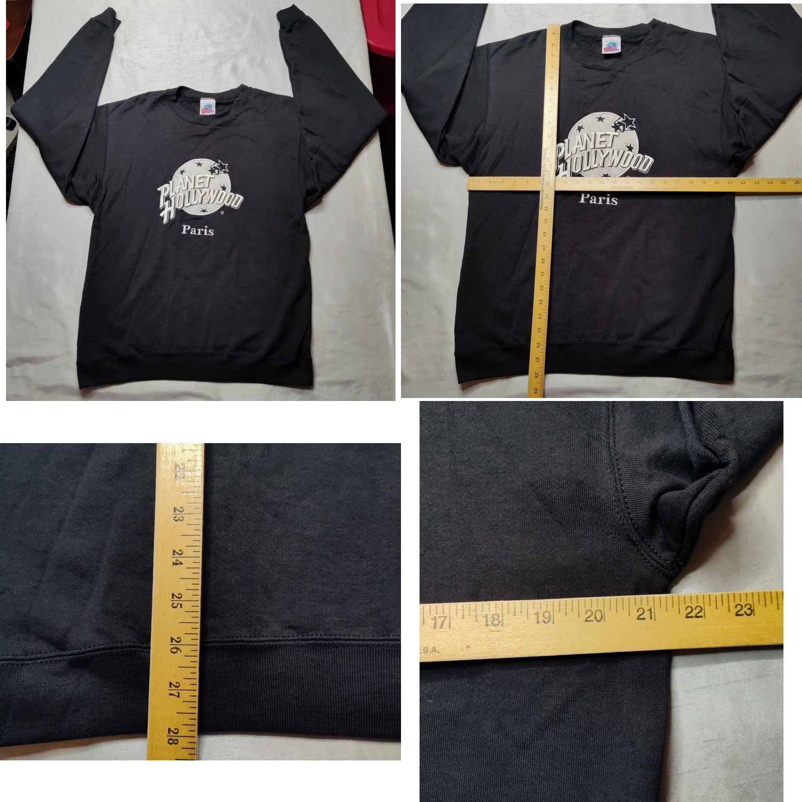 Planet Hollywood VTG PLANET HOLLYWOOD PARIS Men Large Black Pullover Sweatshirt EUC Embroidered Patch Shirt Size US L / EU 52-54 / 3 - 8 Thumbnail
