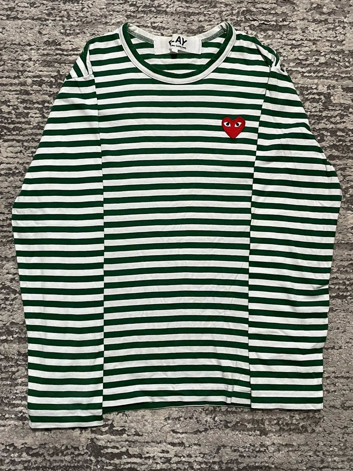 Cdg green striped shirt online