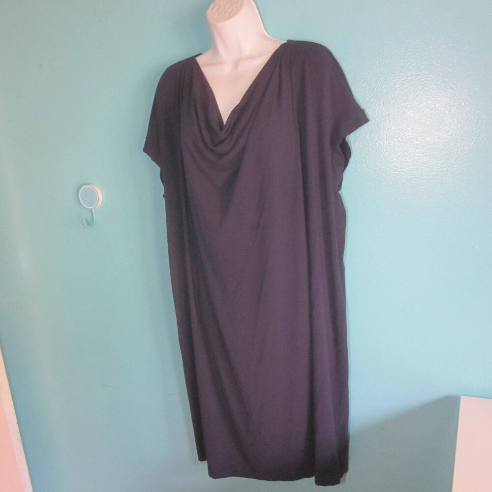Eileen Fisher Eileen Fisher Plus 3X Dark Blue Pullover Drape Neck Sleeveless Knee Length Dress Size 3XL / US 20-22 - 6 Thumbnail