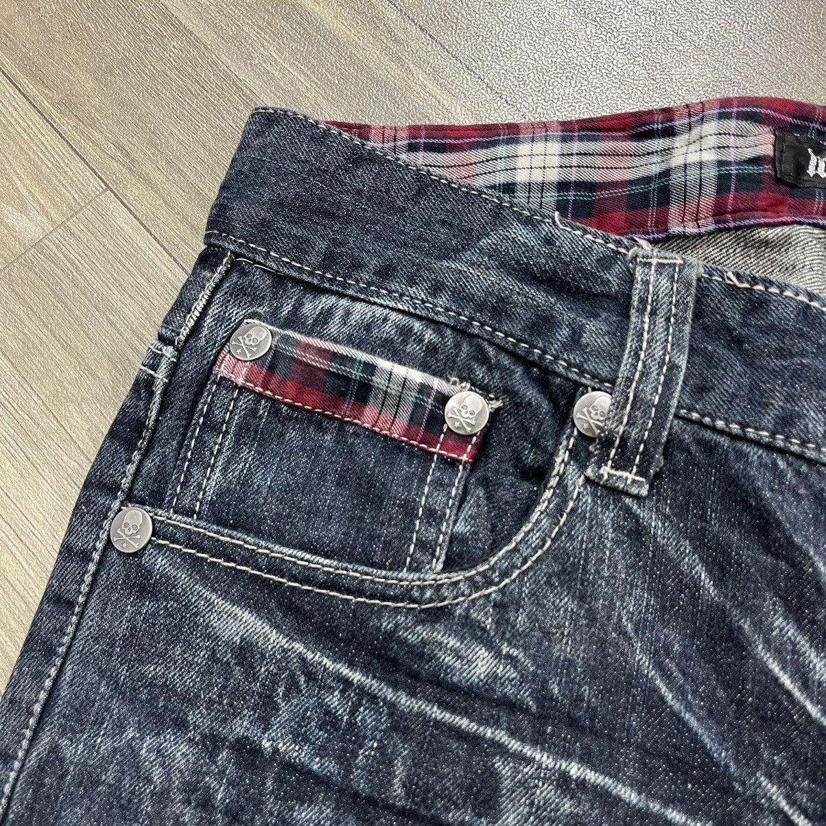 If Six Was Nine × Le Grande Bleu (L.G.B.) × Tornado Mart Y2K Wild Life Faded Lightning Desain Skull Bones Jeans Size US 31 - 6 Thumbnail