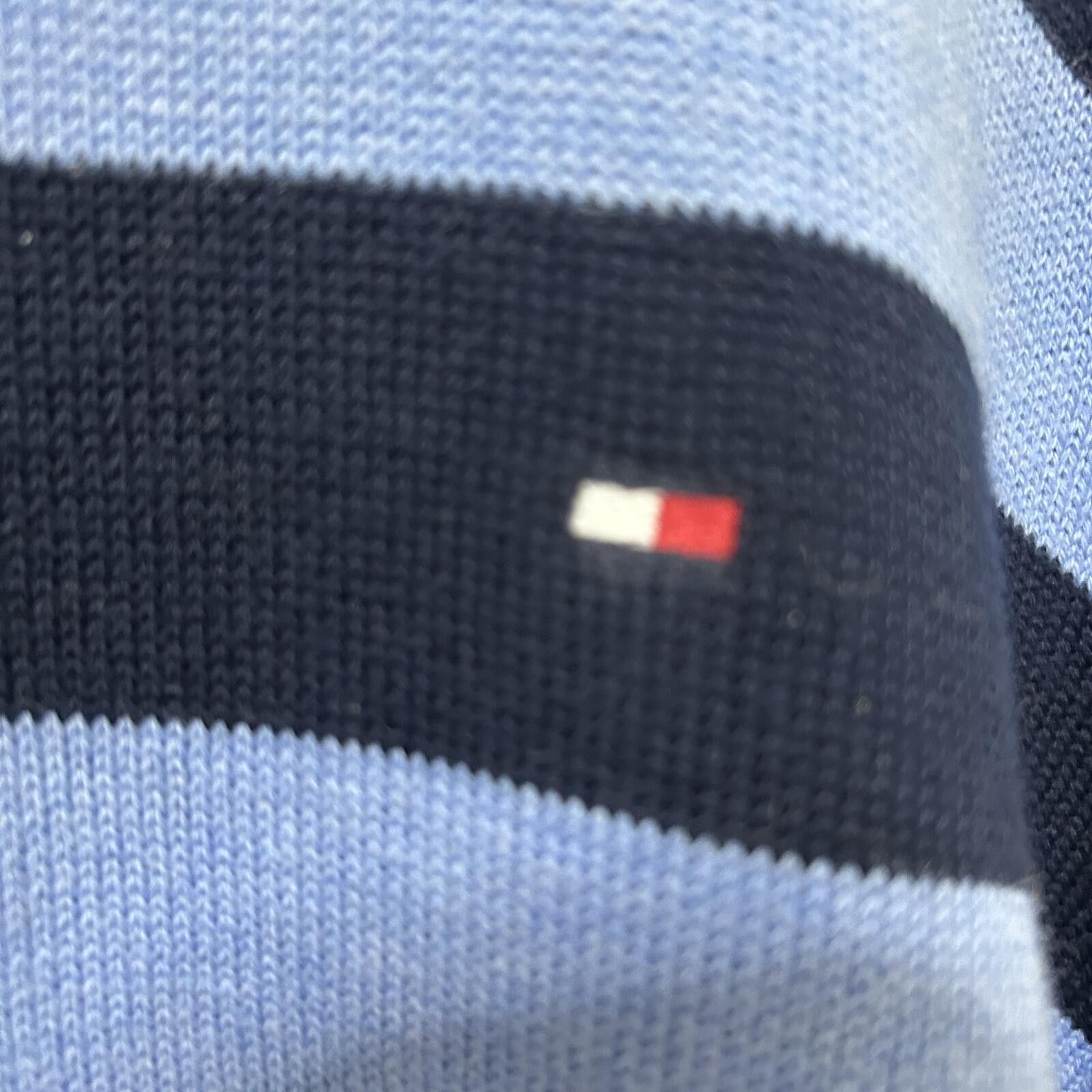 Tommy Hilfiger Tommy Hilfiger Rugby 1/4 Zip Sweater Blue Stripe 100% Cotton Size US L / EU 52-54 / 3 - 3 Thumbnail