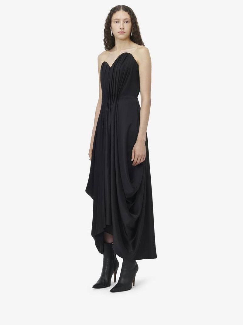 Alexander McQueen o1srvl11e0326 Draped Evening Dress in Black Size L / US 10 / IT 46 - 5 Thumbnail