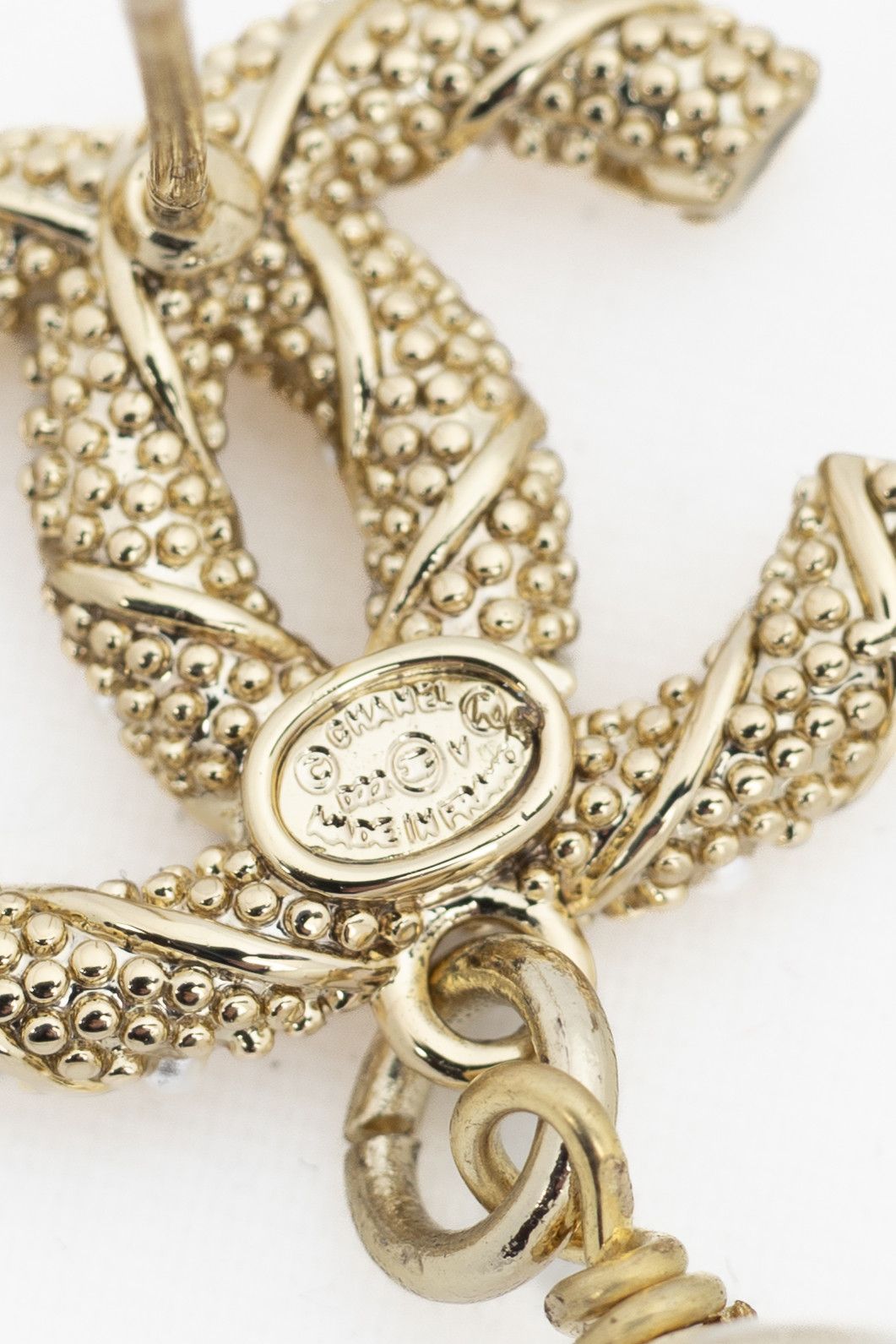 Chanel Chanel D22 Pearl-Embellished CC Dangling-Charm Stud Earrings Size ONE SIZE - 3 Thumbnail