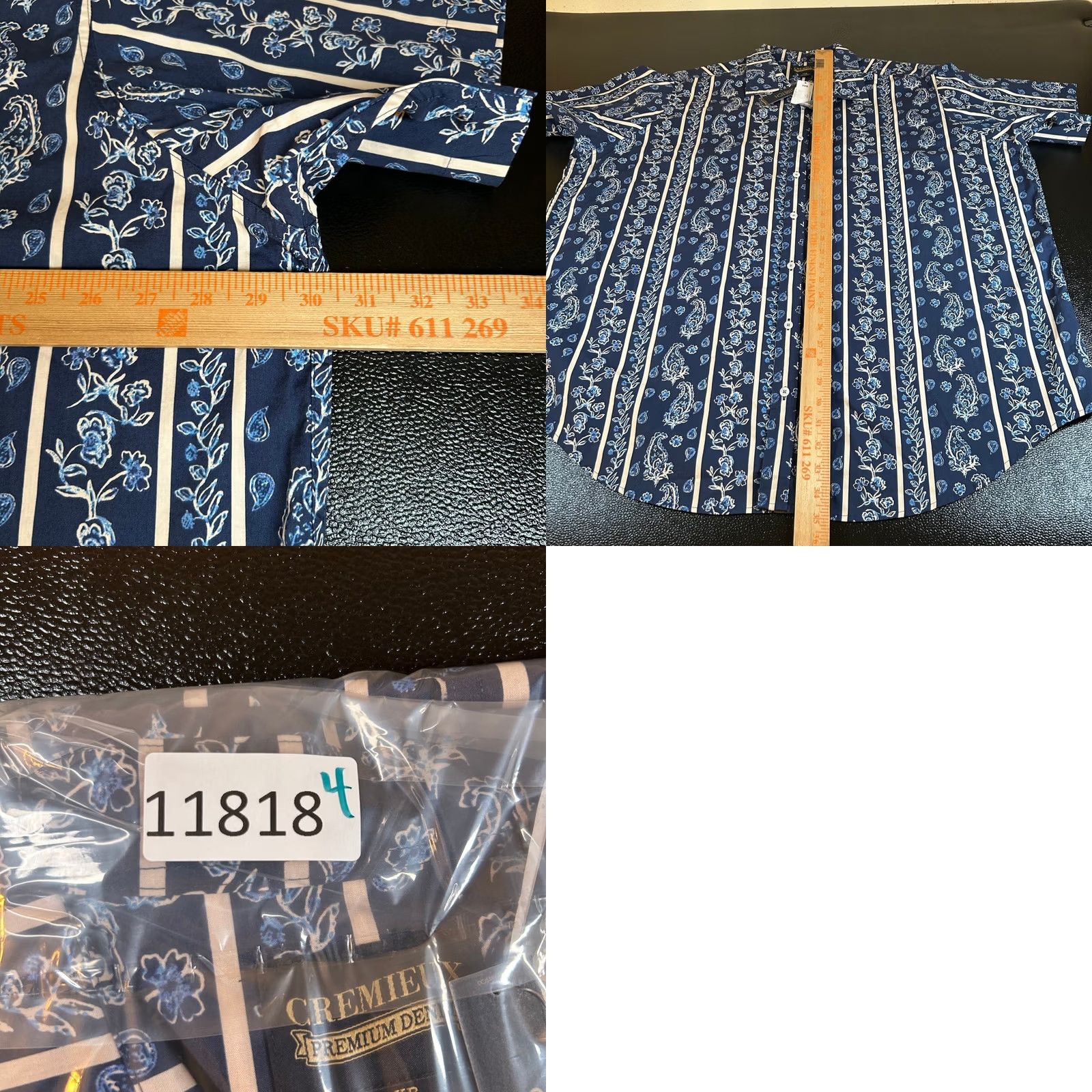 Cremieux Cremieux Premium Denim Shirt Floral Paisley Stretch Button-Up Blue Mens 3XB NWT Big & Tall Short Sleeve Button-Down Size US XXL / EU 58 / 5 - 8 Thumbnail
