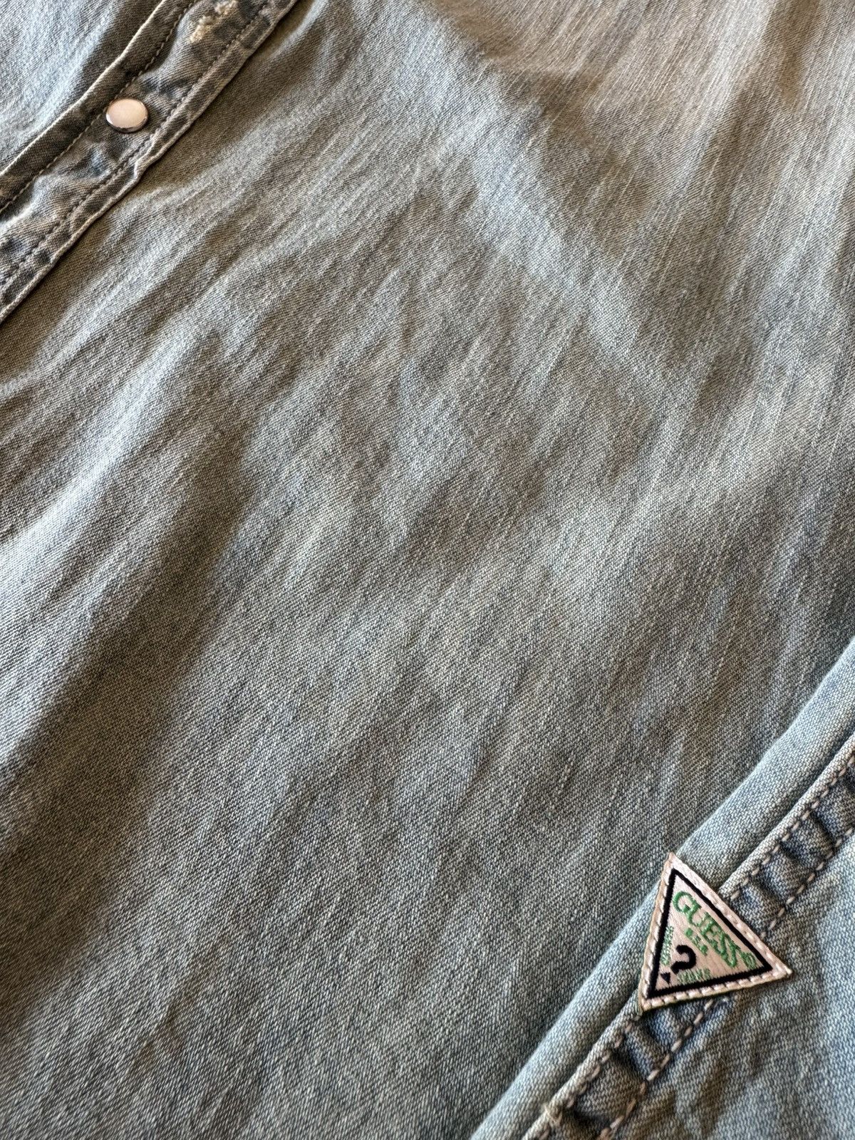 Guess × Vintage Guess denim shirt vintage 90s baby blue destroyed distressed Size US L / EU 52-54 / 3 - 11 Thumbnail
