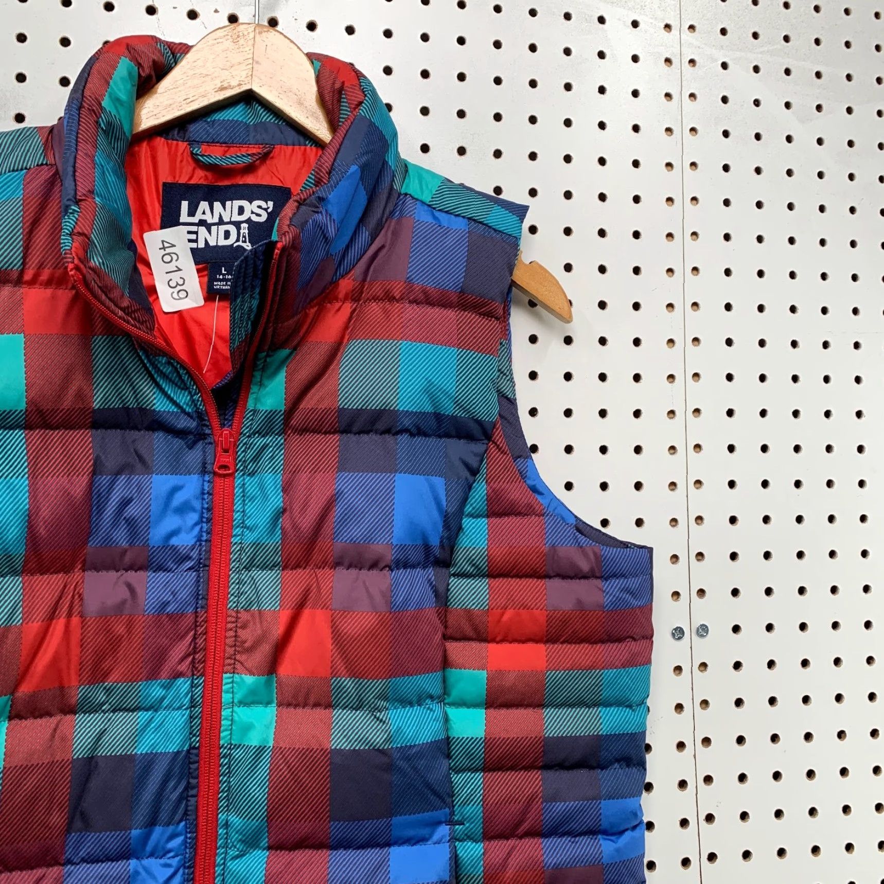 Lands' End Lands End Down Puffer Vest Womens Large Multicolor Plaid Sleeveless Preppy Size L / US 10 / IT 46 - 7 Thumbnail