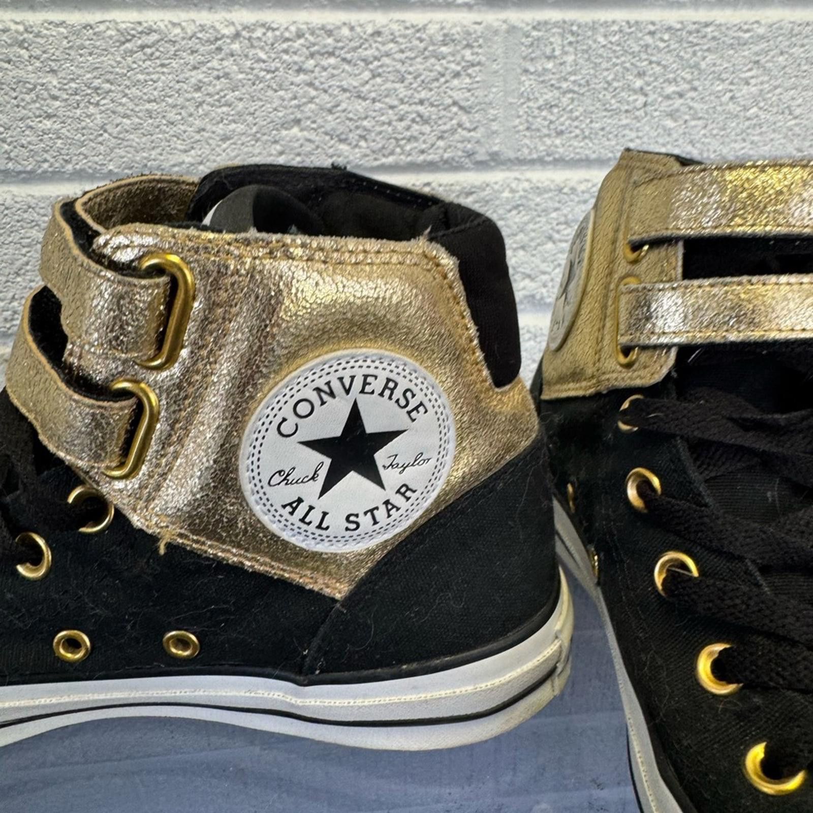 Converse Converse Black and Gold High-Top Sneakers Size US 8 / IT 38 - 9 Thumbnail