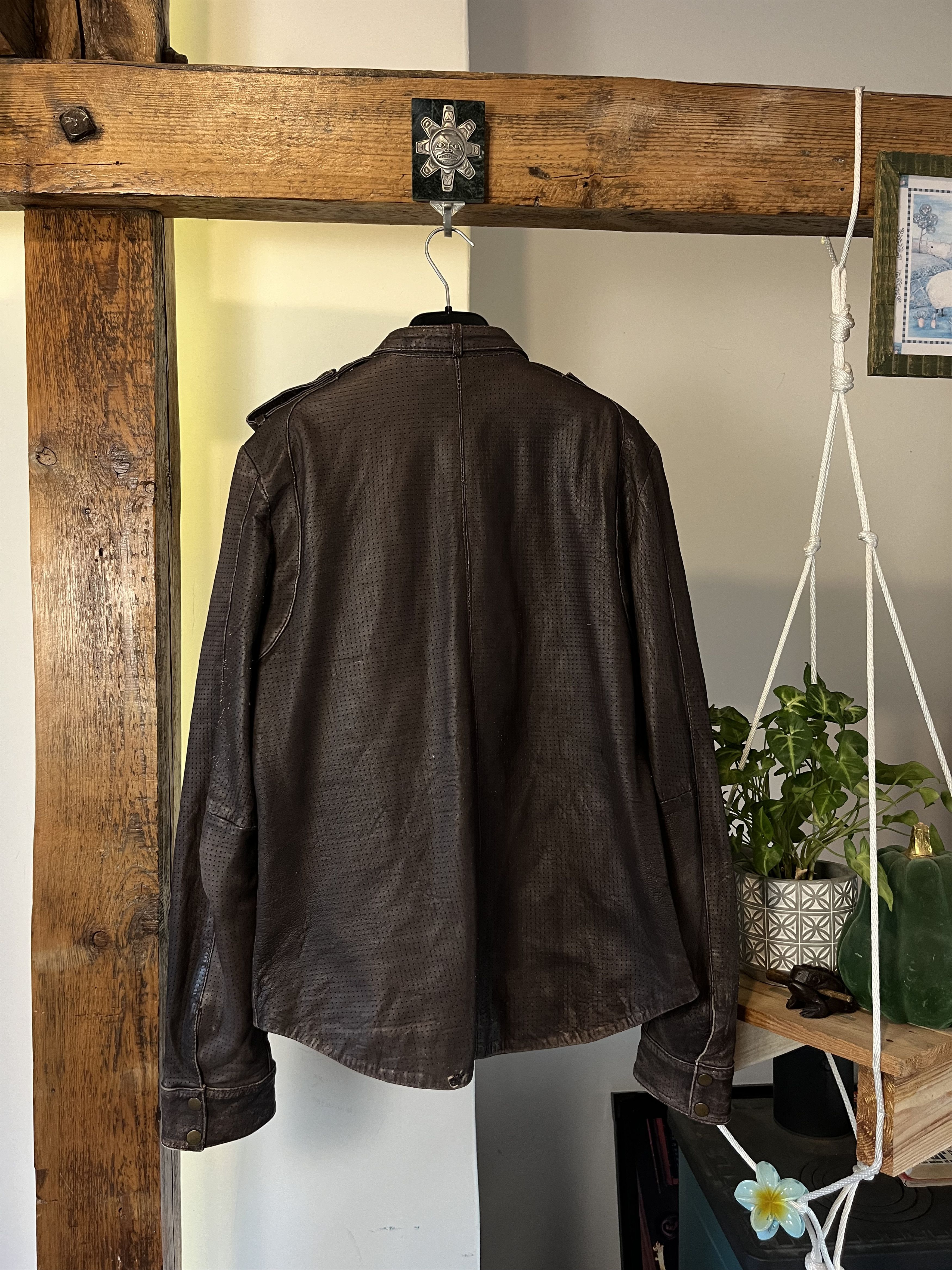 Allsaints × Vintage Vintage 07' Allsaints Perforated Leather Jacket Size US XL / EU 56 / 4 - 2 Thumbnail