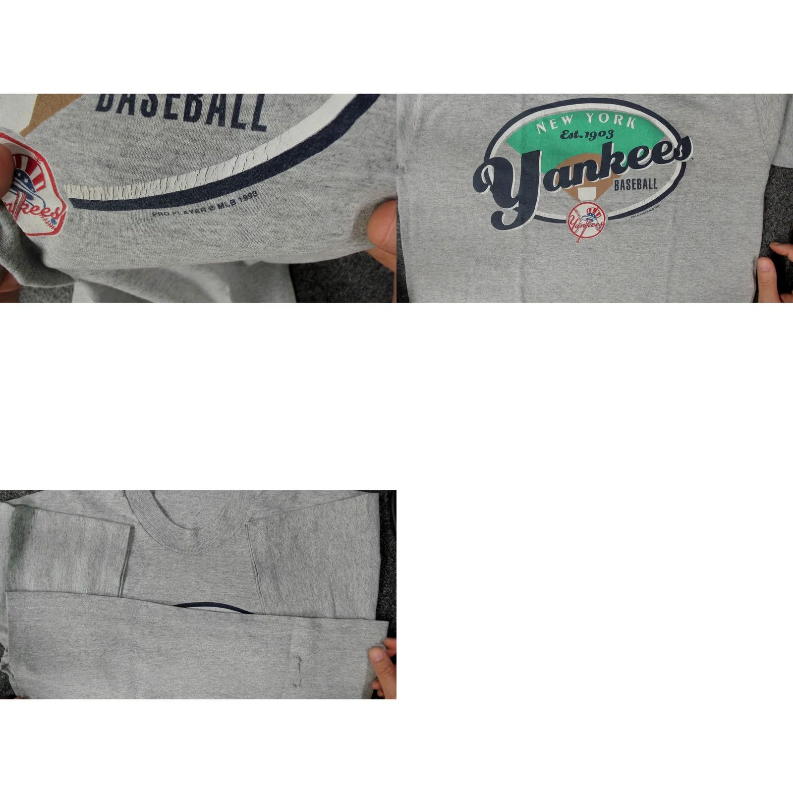 Pro Player Vintage 1993 New York Yankees Pro Player Shirt Mens Small Single Stitch Gray Size US S / EU 44-46 / 1 - 8 Thumbnail