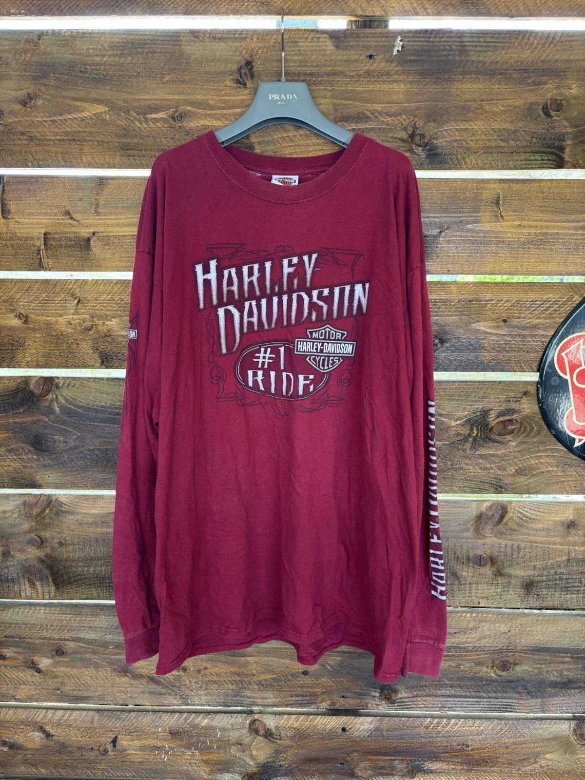 Harley Davidson Harley-Davidson Red Long Sleeve T- Shirt Size US XL / EU 56 / 4 - 1 Thumbnail