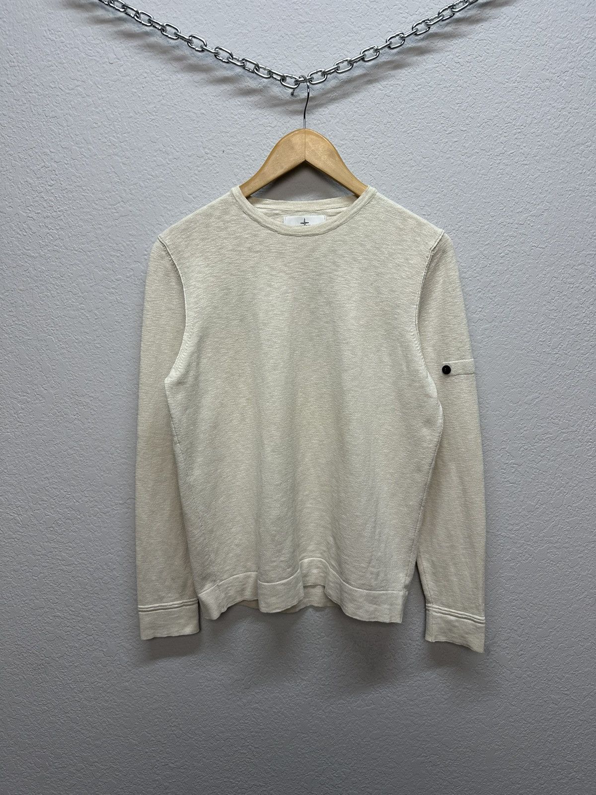 Stone Island × Vintage Vintage Stone Island Ivory Sweatshirt Cotton Patch Logo Size US S / EU 44-46 / 1 - 1 Thumbnail