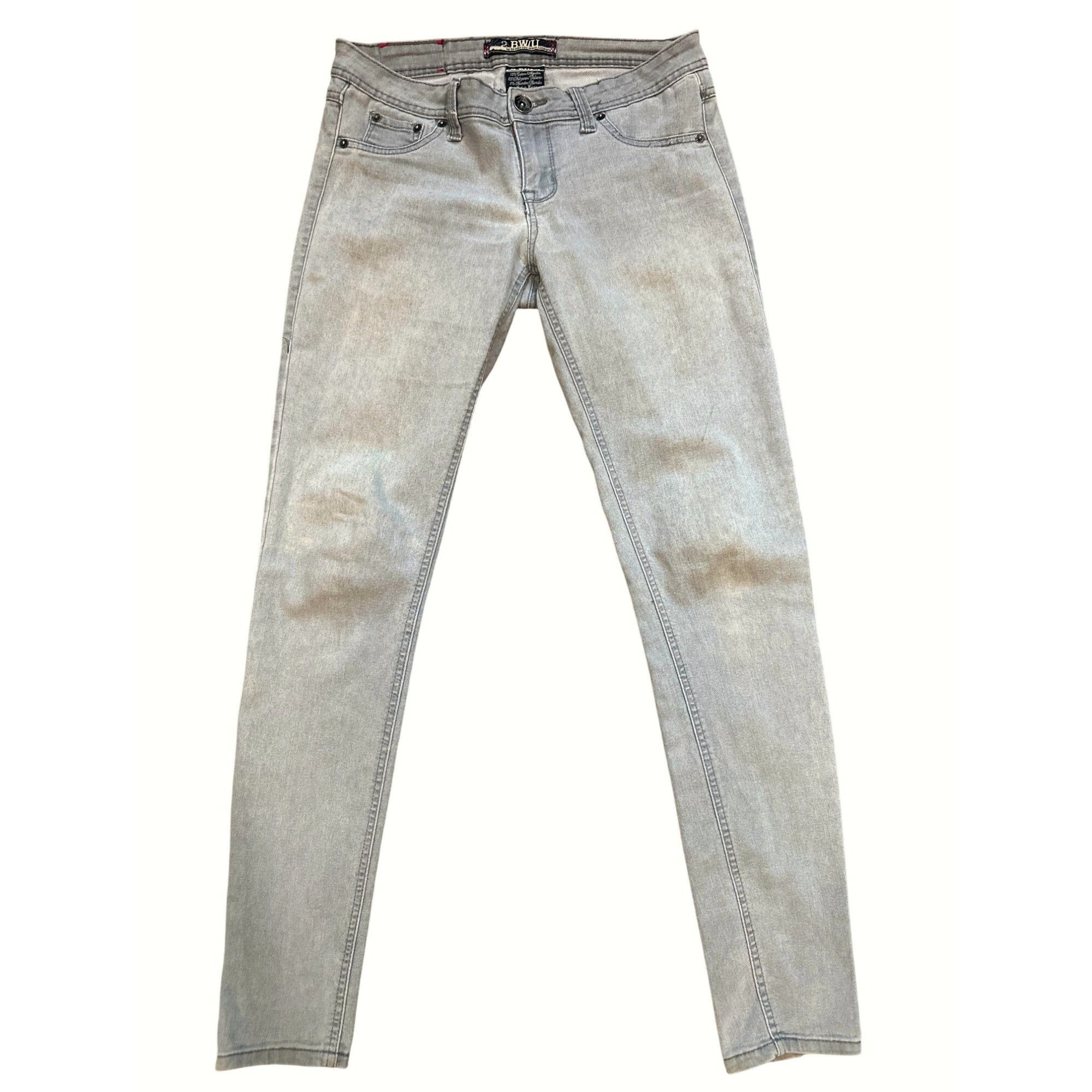 Other 2BWYU Size 3 Gray Skinny Jeans X Embroidered Pockets Y2K Fes Size 28" / US 6 / IT 42 - 2 Thumbnail