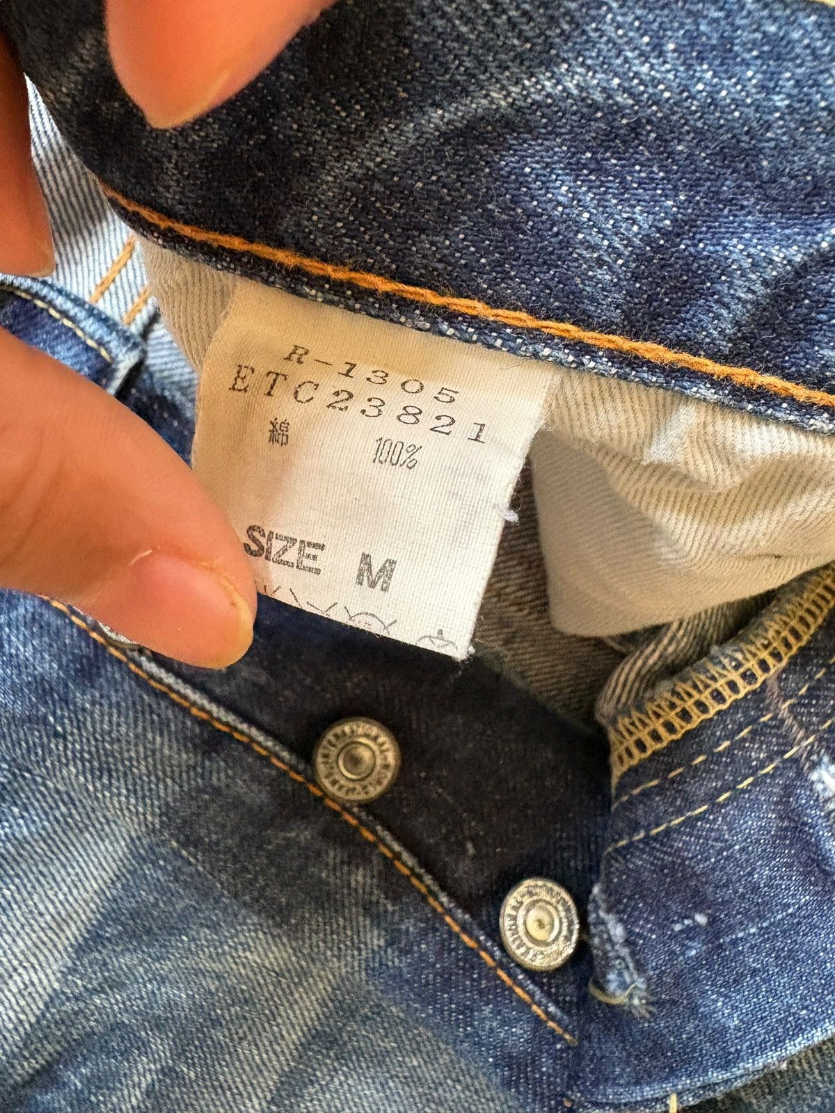 Japanese Brand Vintage Rna Slang Faded Wash Patchwork Distressed Jeans Size 31" - 10 Thumbnail