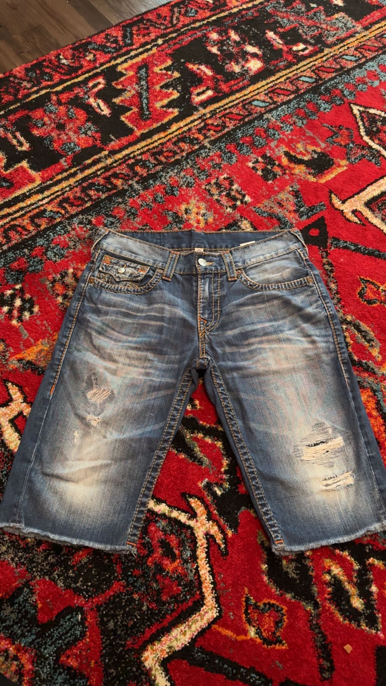 True Religion True Religion (World Tour) Cut Off Denim Jeans Size US 32 / EU 48 - 1 Thumbnail