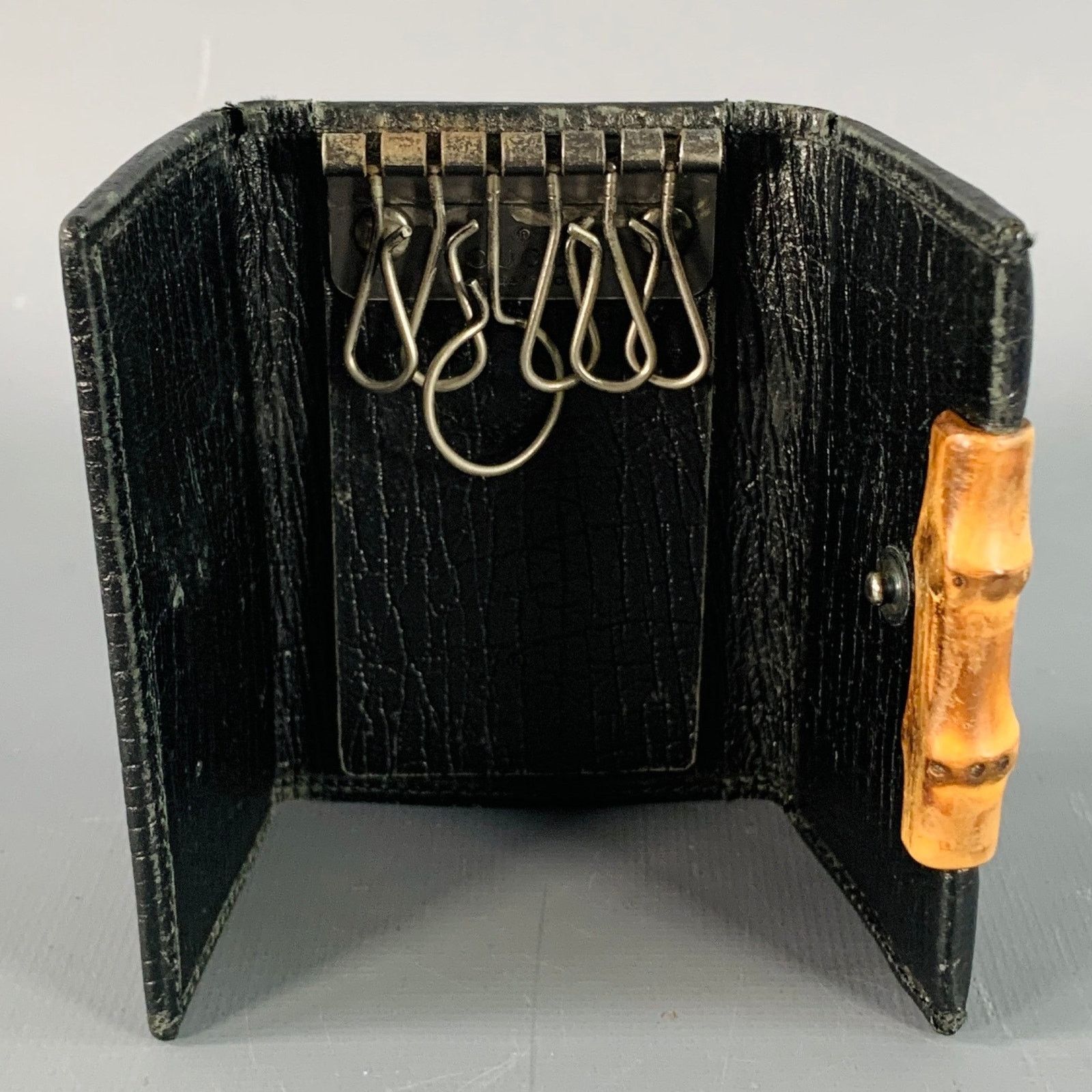 Gucci GUCCI Guccissima Black Monogram Bamboo Six Ring Key Holder Size ONE SIZE - 3 Thumbnail