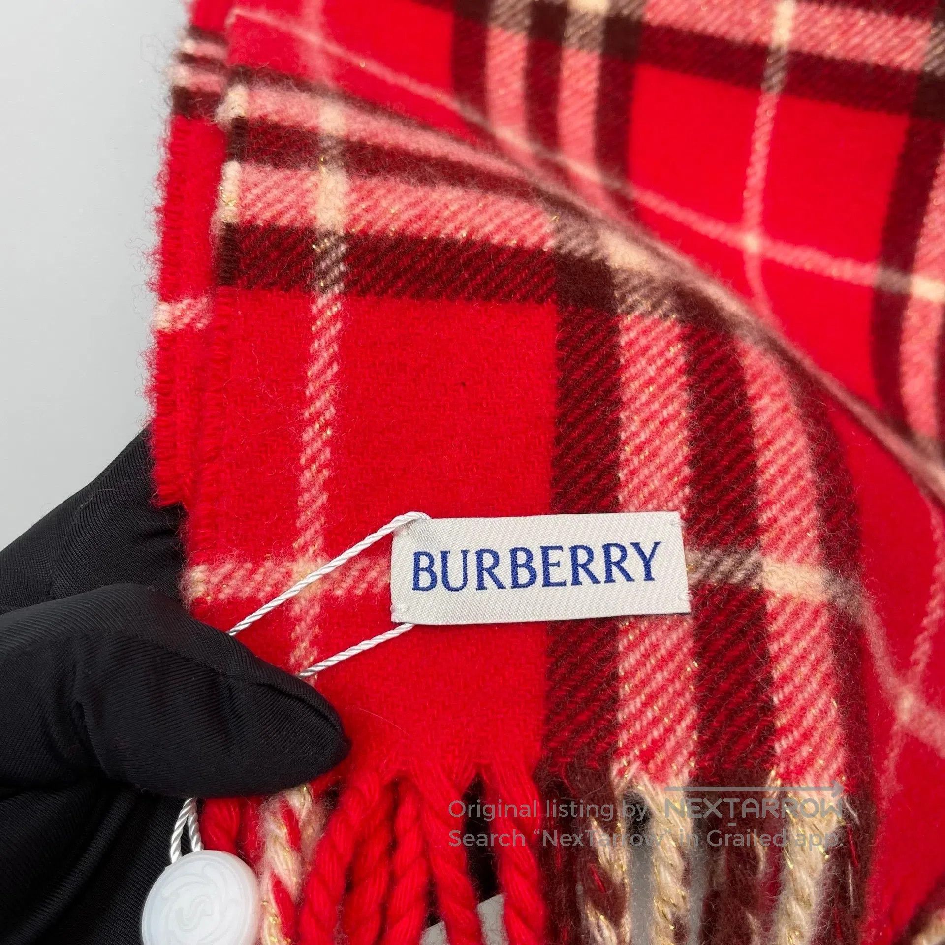 Burberry Burberry Red cashmere classic checkered rainbow scarf| Size ONE SIZE - 5 Thumbnail