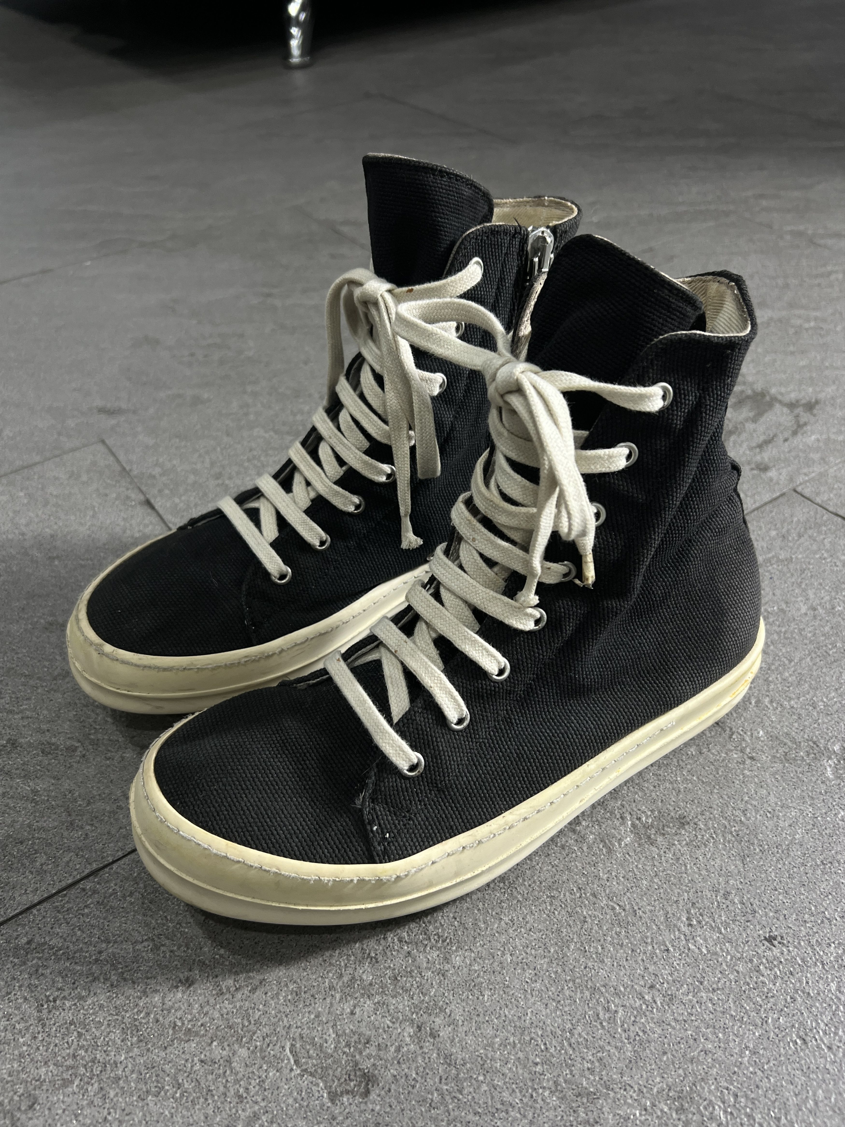 Rick Owens Drkshdw Rick Owens DRKSHDW Canvas Ramones High EU40 Size US 7 / EU 40 - 3 Thumbnail