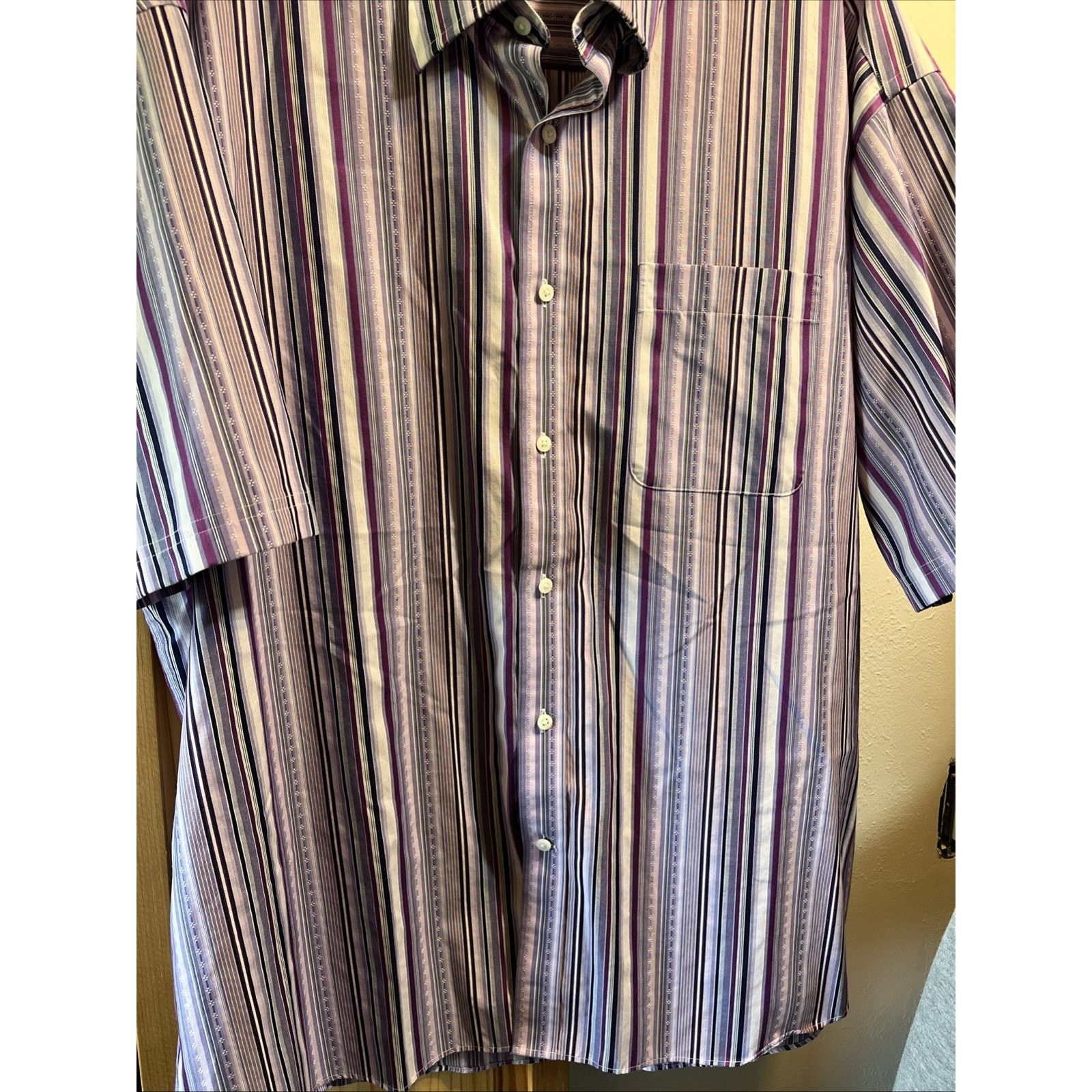 Enro ENRO Vintage Men’s XL Purple Striped SS Button Cotton Shirt Size US L / EU 52-54 / 3 - 6 Thumbnail
