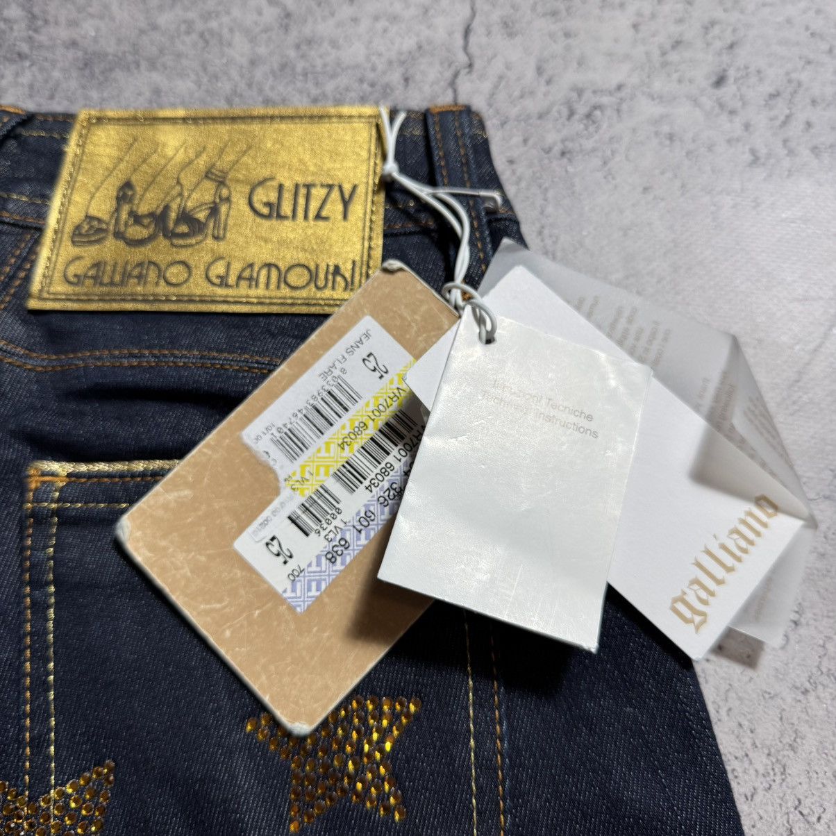 John Galliano NEW Galliano Glamour Star Y2K 00s Flared Jeans Size 25" / US 0 / IT 36 - 7 Thumbnail