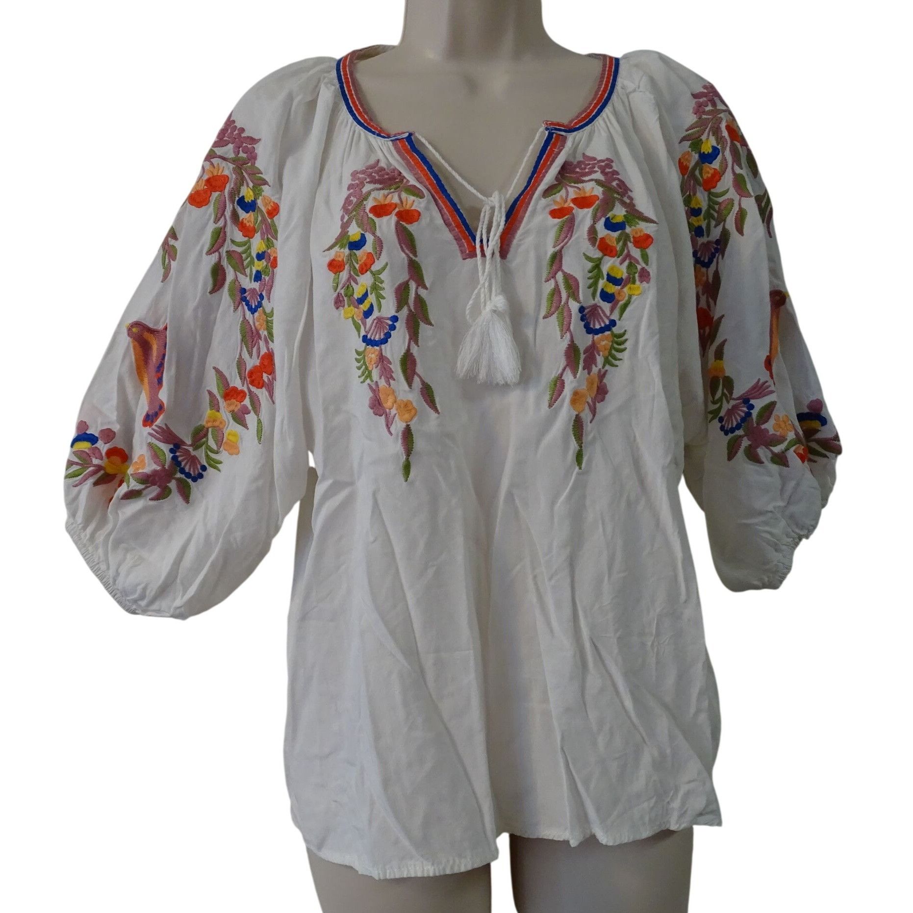 Other Luna Moon Women White Boho Embroidered Top Size M Size M / US 6-8 / IT 42-44 - 2 Thumbnail