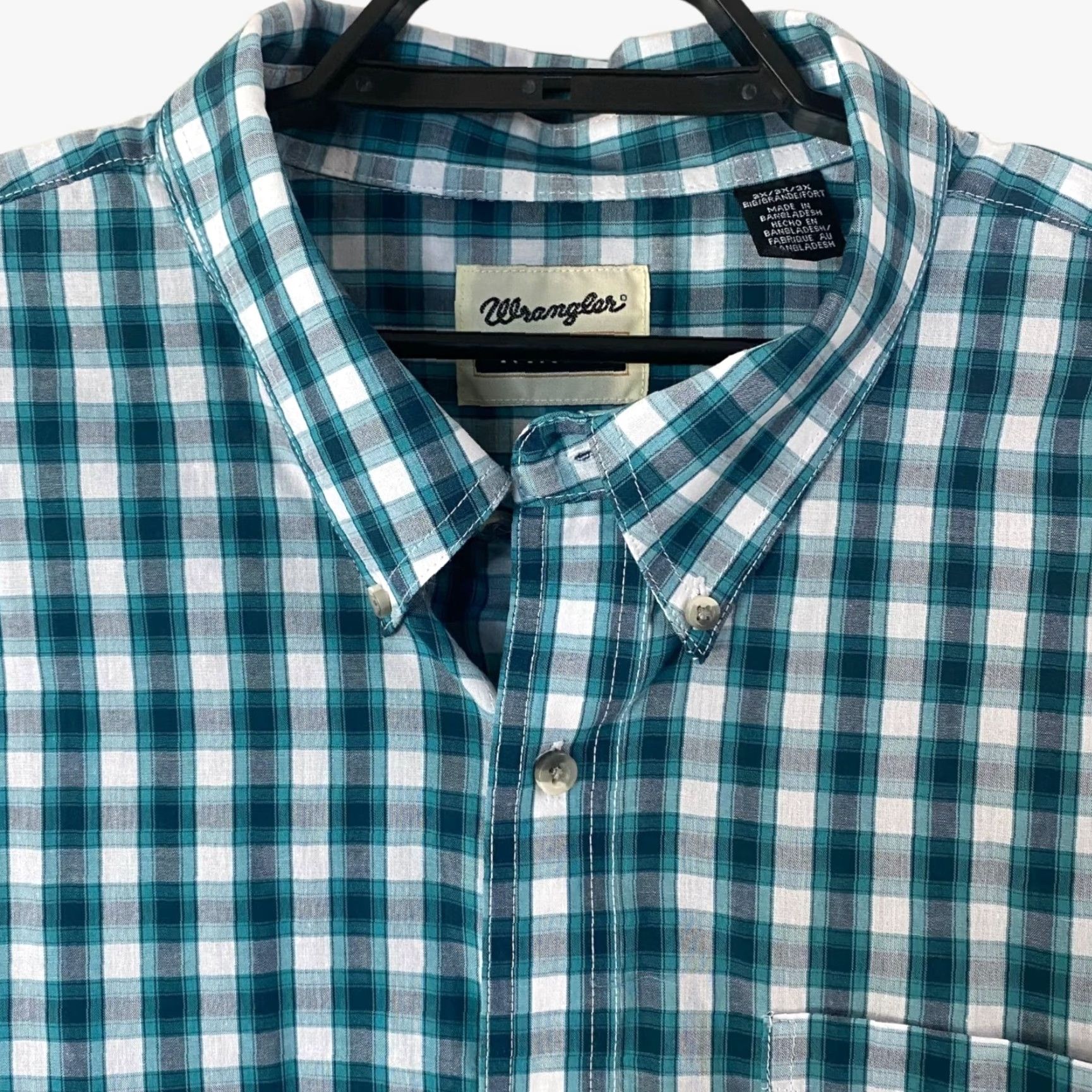 Wrangler VINTAGE Wrangler Riata Western Plaid Button-Down Shirt Teal Blue Men's 3X Cowboy Size US XXL / EU 58 / 5 - 5 Thumbnail