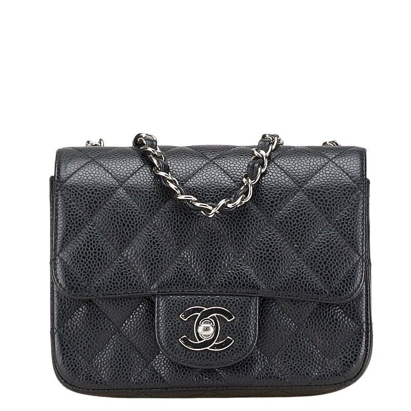 Chanel Chanel Caviar Skin Mini Matelasse Chain Shoulder Bag 13 Series Leather Shoulder Bag in Black, Women's