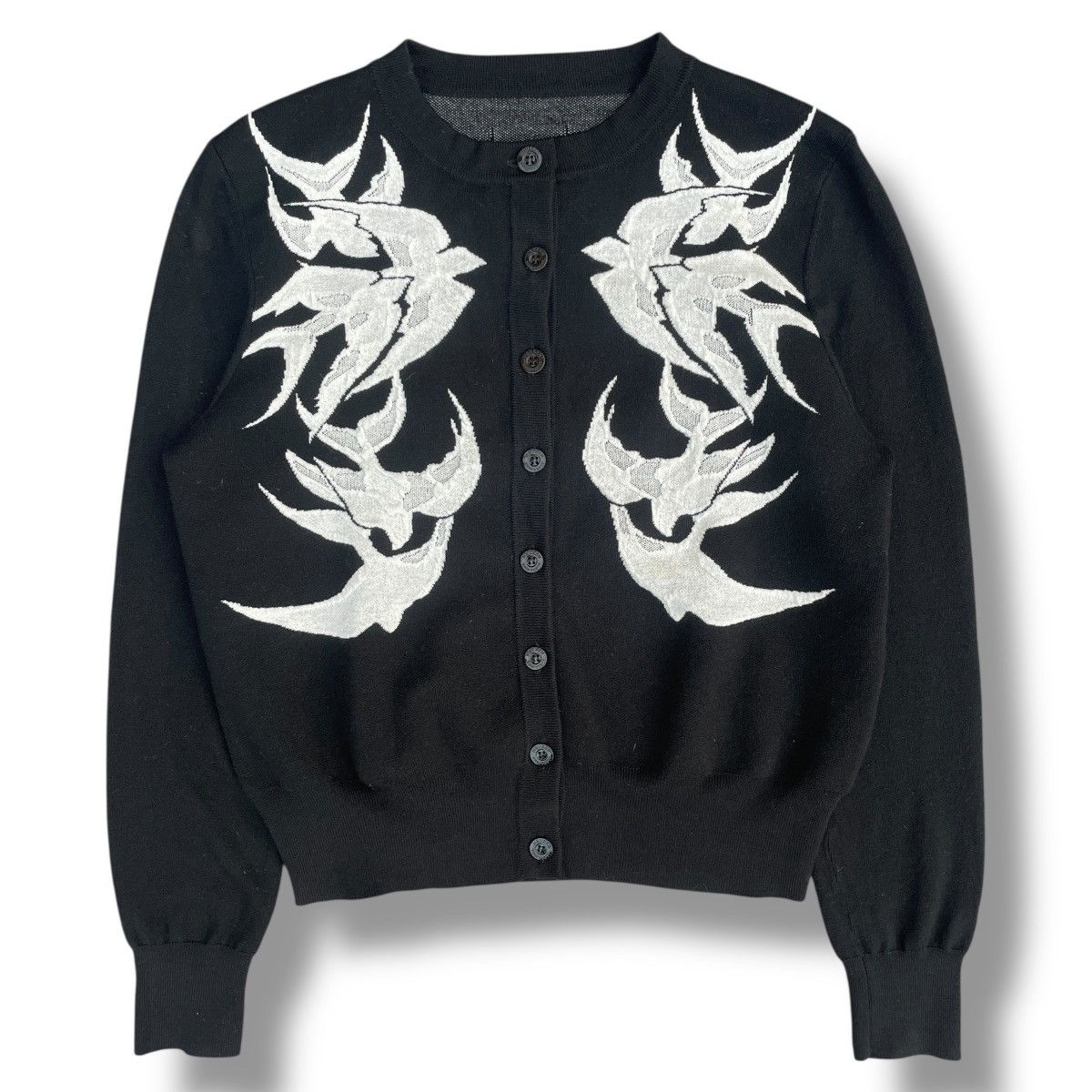Alexander McQueen Alexander McQueen Swallow AOP Wool Knit Cardigan Size L / US 10 / IT 46 - 1 Thumbnail