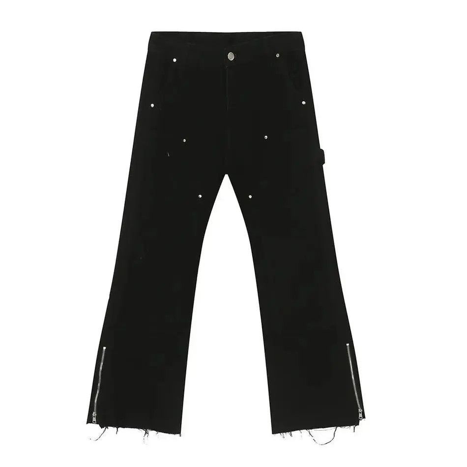 Japanese Brand Retro loose fringed zipper micro flared jeans Size US 32 / EU 48 - 5 Thumbnail