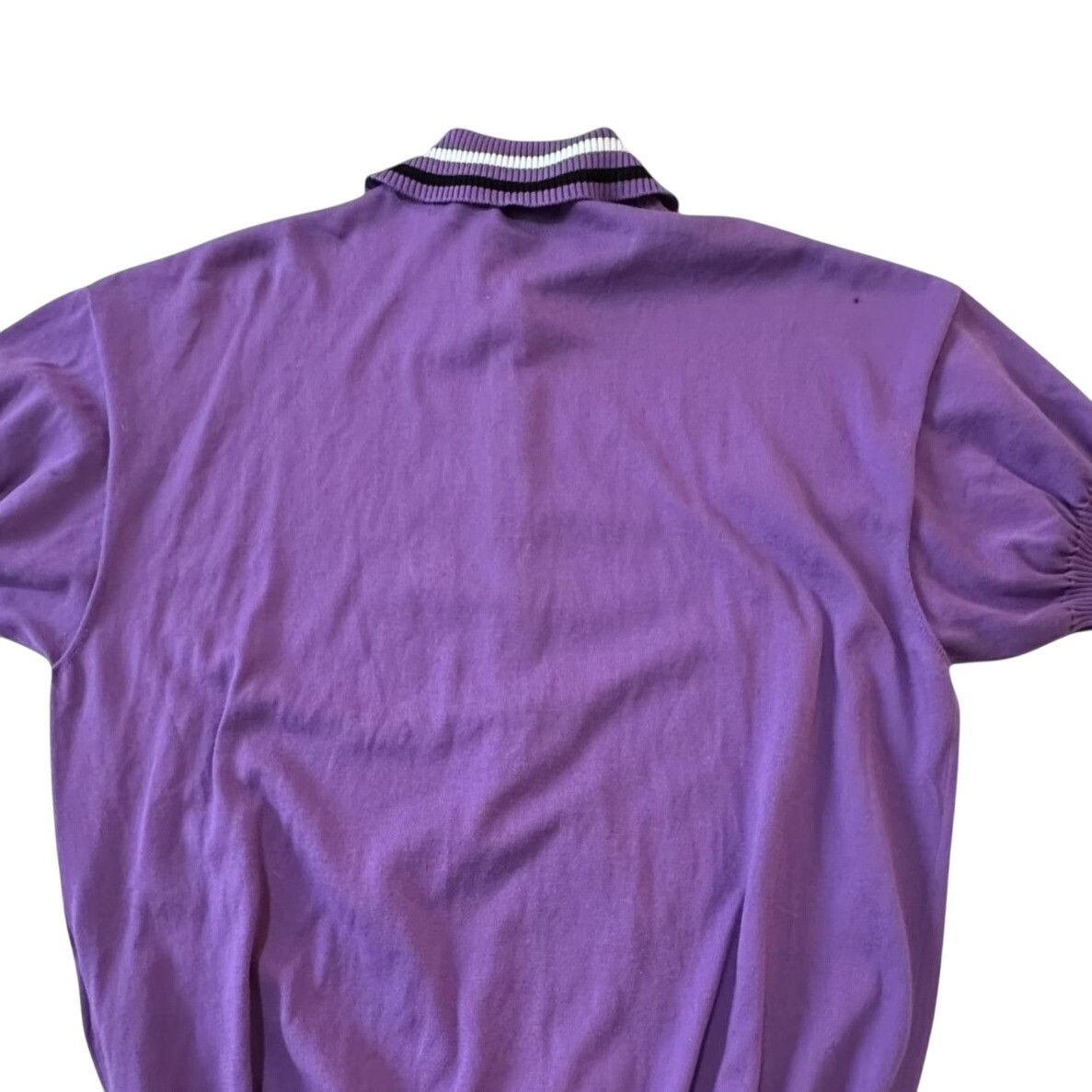Plan C Plan C Striped Collar Cotton Knit Polo, Lavender, Size 42 IT Size M / US 6-8 / IT 42-44 - 9 Thumbnail