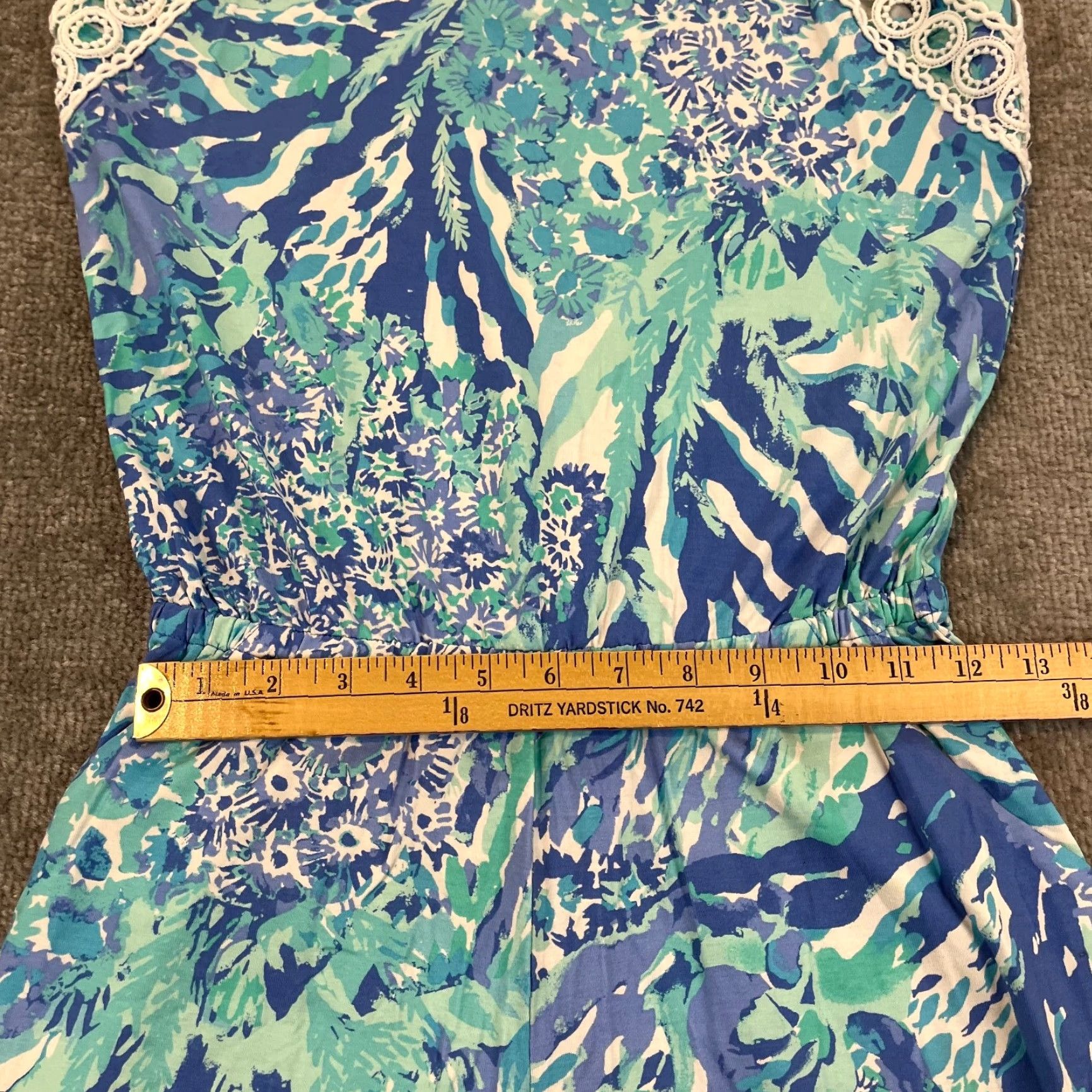 Lilly Pulitzer Lilly Pulitzer Romper Womens XS Crew Neck Multicolor Floral Lace Elastic Waist Beach Tropical Sea To Shining Sea Coral Size 26" / US 2 / IT 38 - 4 Thumbnail