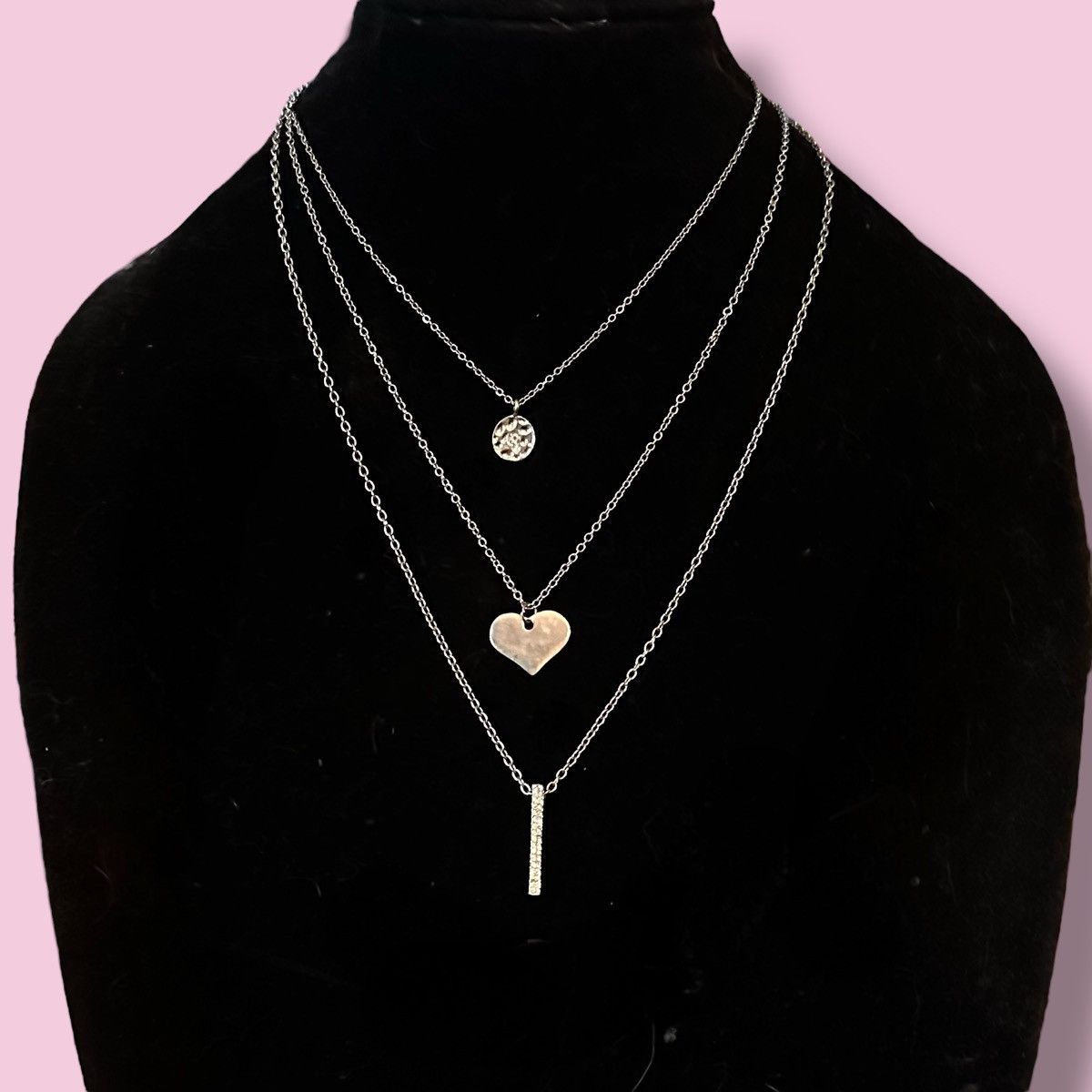 Other Silver tone triple strand layered pendant necklace Size ONE SIZE - 1 Thumbnail