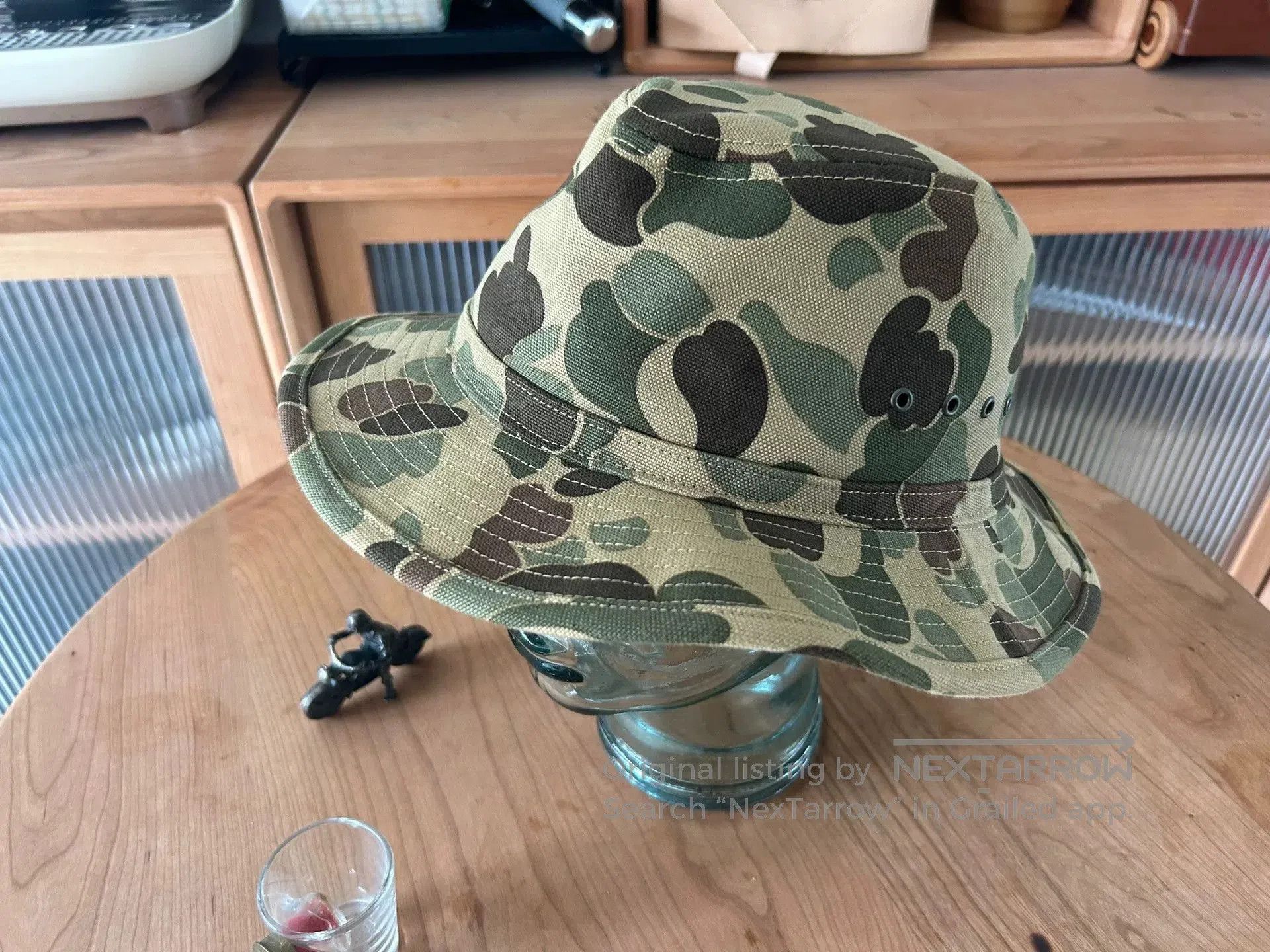 Freewheelers camo pattern wide-brim bucket hat. Size ONE SIZE - 1 Thumbnail