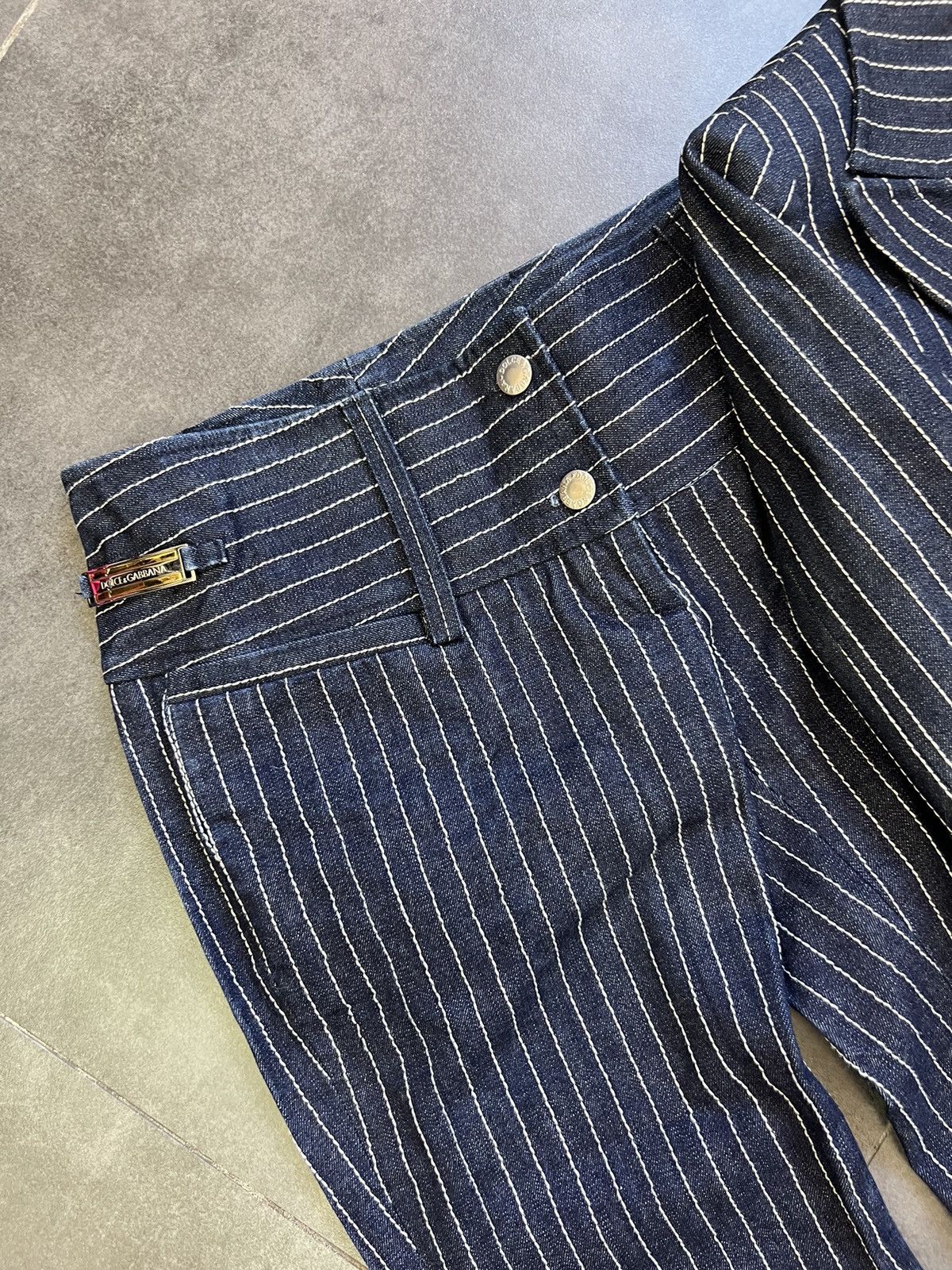 Dolce & Gabbana Dolce&Gabbana 00's heavy denim Striped Blazer and Pants Suit Size M / US 6-8 / IT 42-44 - 4 Thumbnail