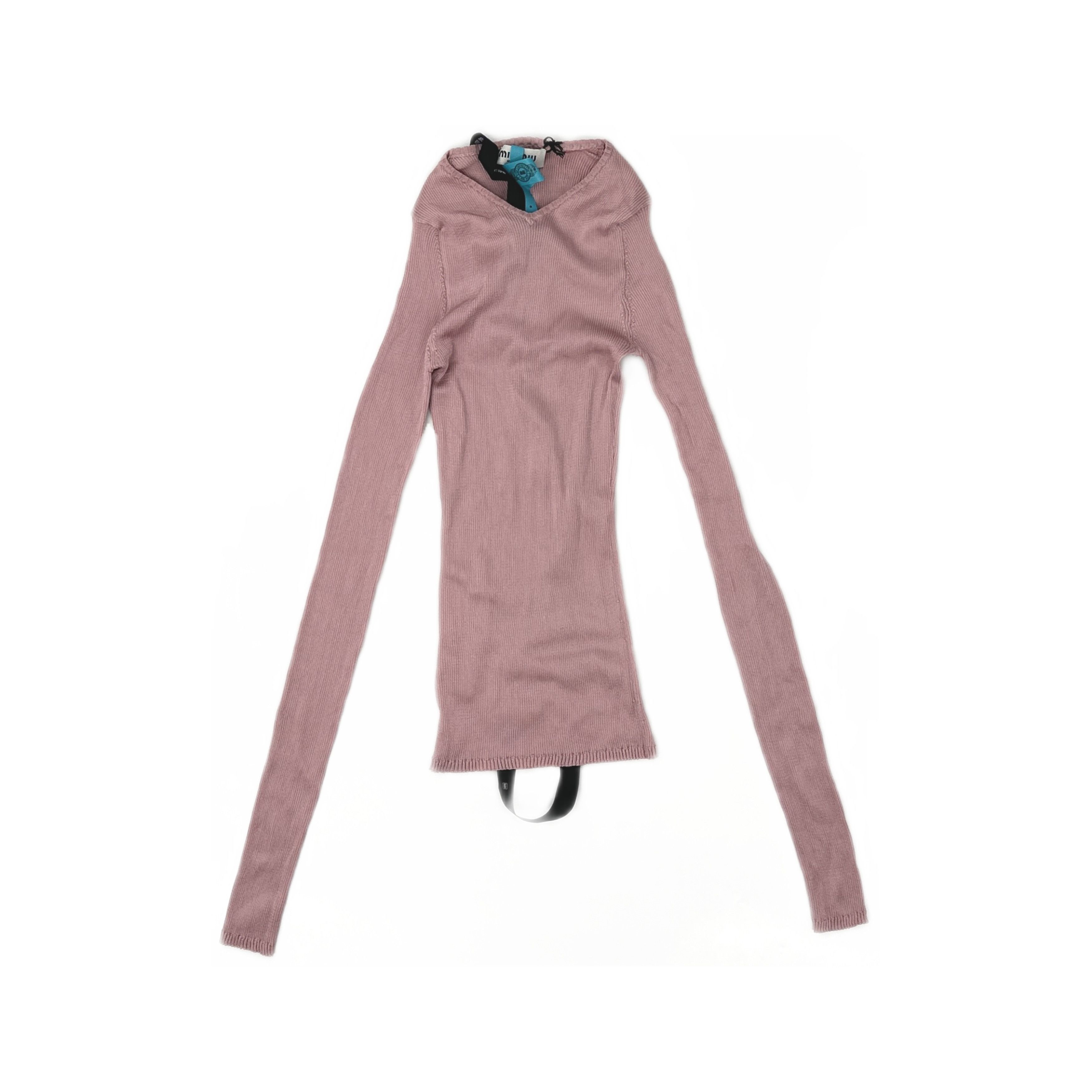 Miu Miu Miu Miu Ribbed Silk Long Sleeve Sweater Size 40 Size S / US 4 / IT 40 - 1 Thumbnail