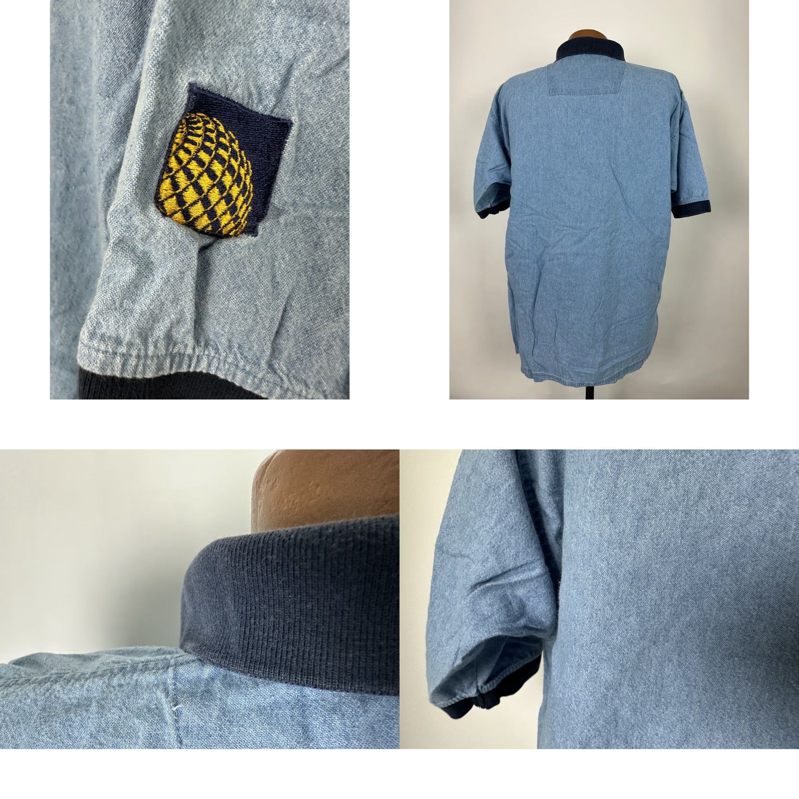 Vintage VINTAGE Continental Airlines Polo Shirt Men L Oversized Denim Shirt Polo 90s Casual Mens Clothing Size US L / EU 52-54 / 3 - 8 Thumbnail