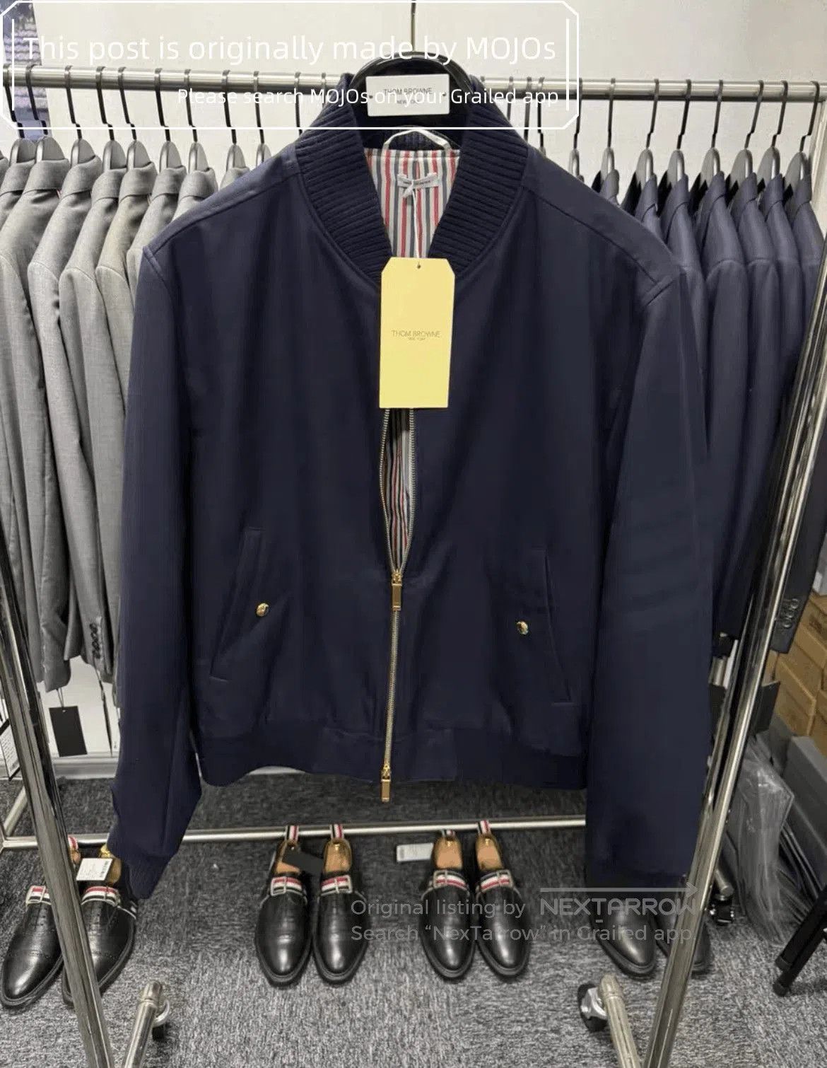 Thom Browne Sz 2 Thom Browne Wool Blend Navy Flight Jacket. Size US M / EU 48-50 / 2 - 1 Thumbnail