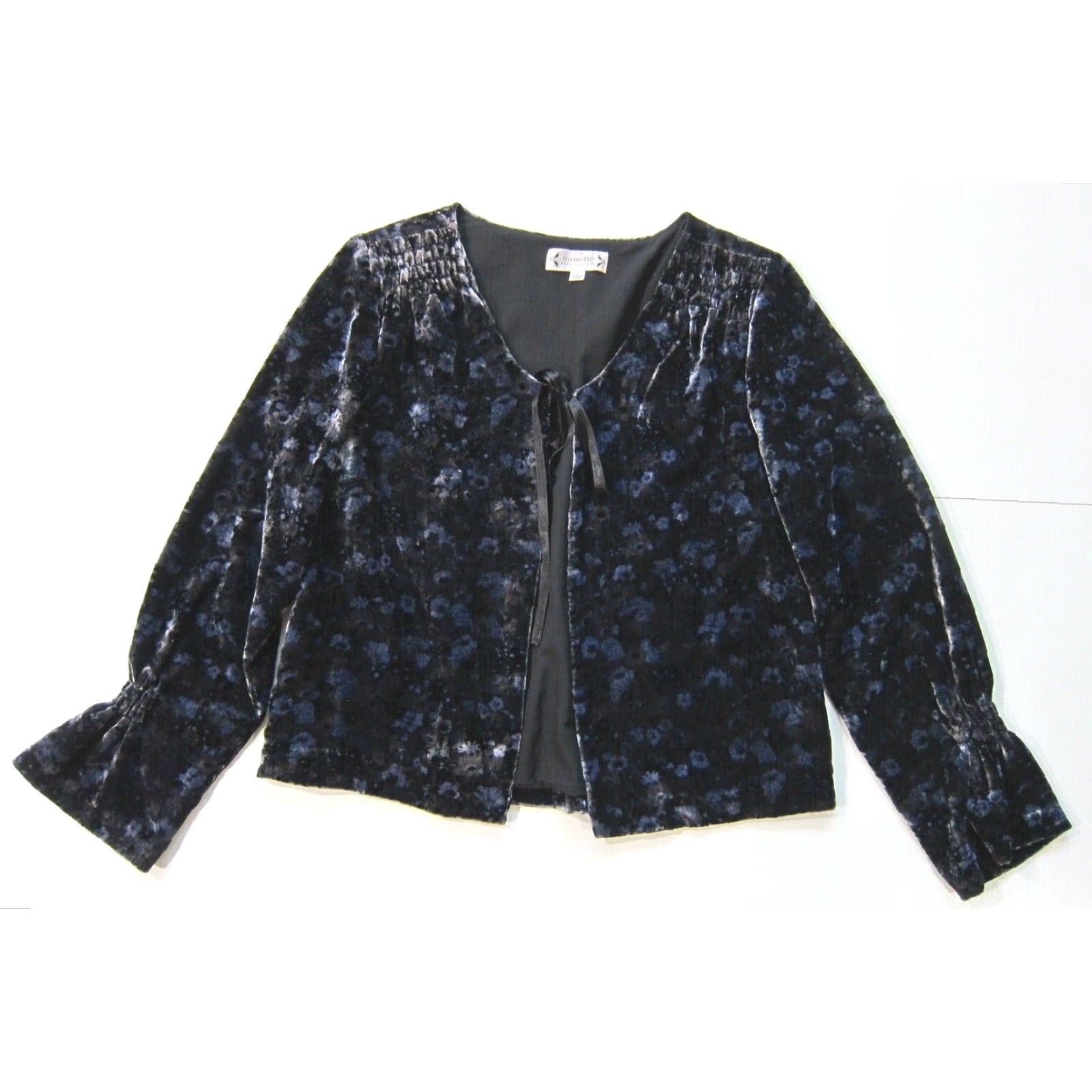 Nanette Lepore Nanette Lepore Blue Velvet Floral Coatagan Blazer Jacket Women 4 Blazer Coatigan Long Sleeve 80s 90s Floral Blue Tie VINTAGE Women Size S / US 4 / IT 40 - 7 Thumbnail