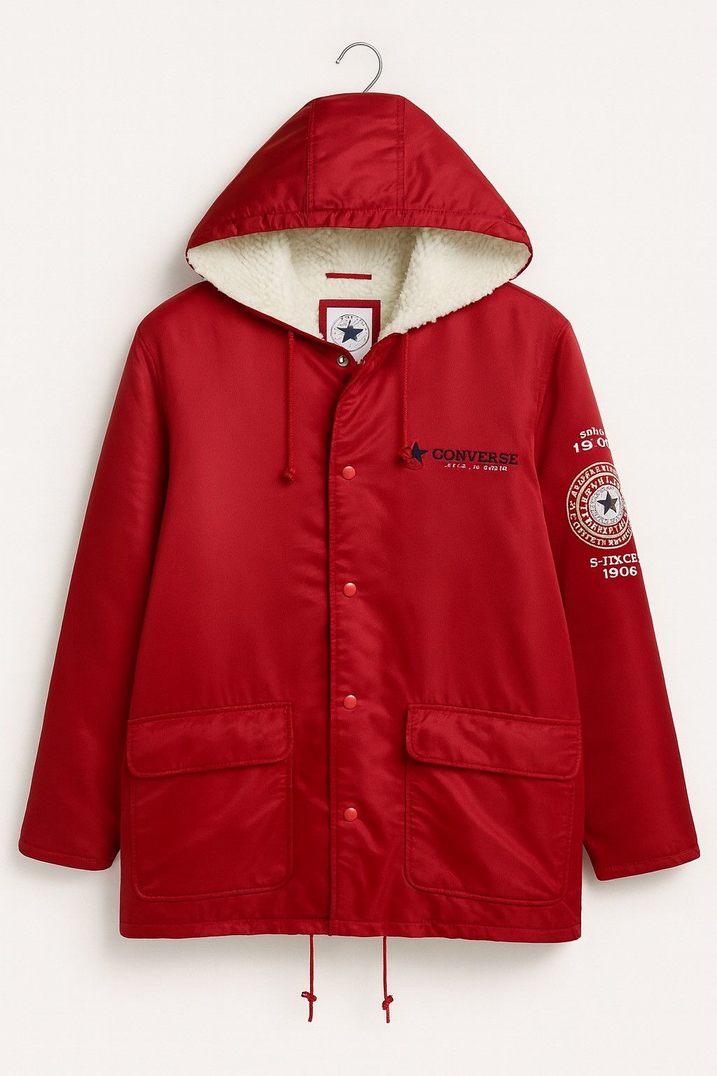 Converse Vintage Converse All Star Sherpa-Lined Hooded Jacket Red Size US L / EU 52-54 / 3 - 3 Thumbnail