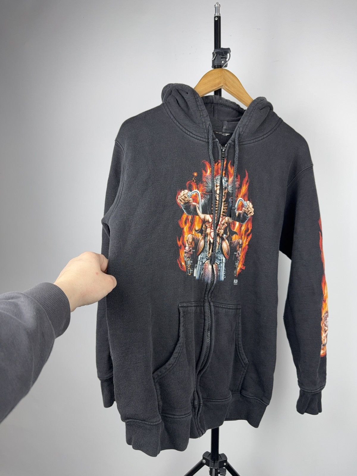 Harley Davidson Flaming Skull Biker Zip Hoodie Chopper Motorcycle Graphic Size US M / EU 48-50 / 2 - 7 Thumbnail