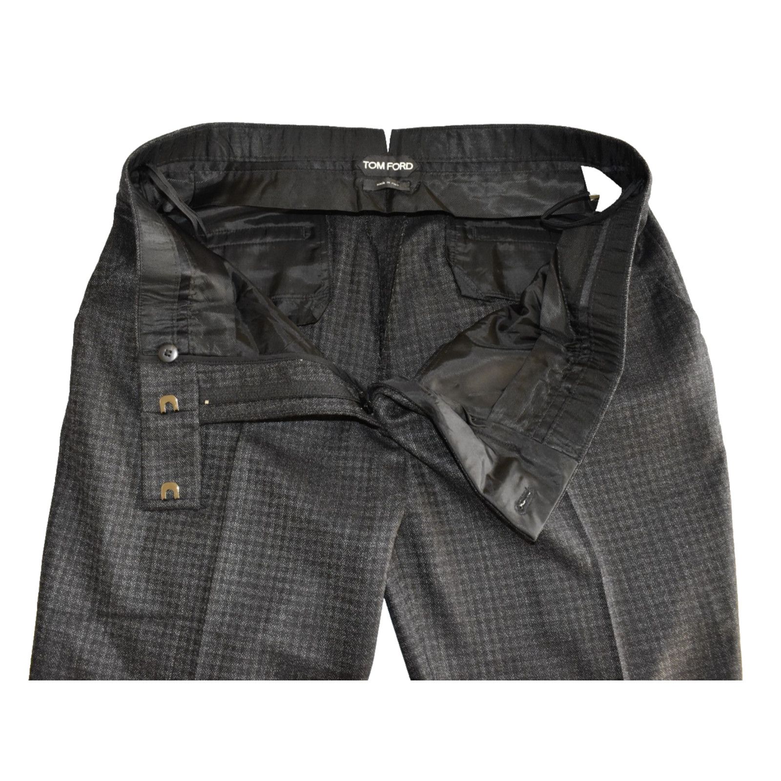 Tom Ford TOM FORD Micro Check Wool & Silk Tapered Leg Trousers Sz 46 Size US 30 / EU 46 - 4 Thumbnail