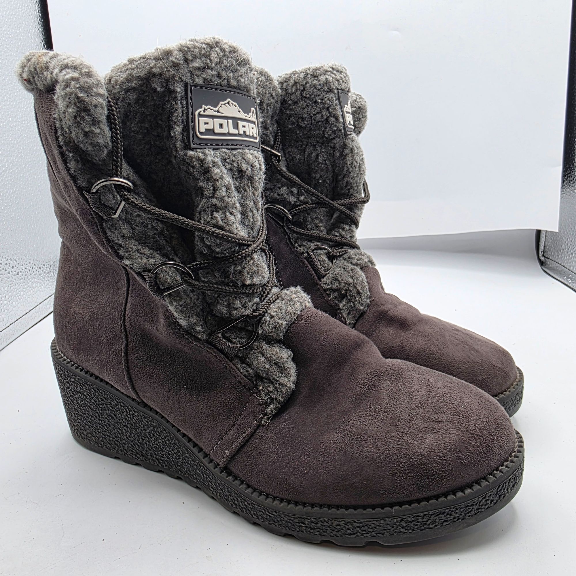 Other Polar Womens Wedge Boots Womens Size 8 Gray Brown Cozy Winte Size US 8 / IT 38 - 1 Thumbnail