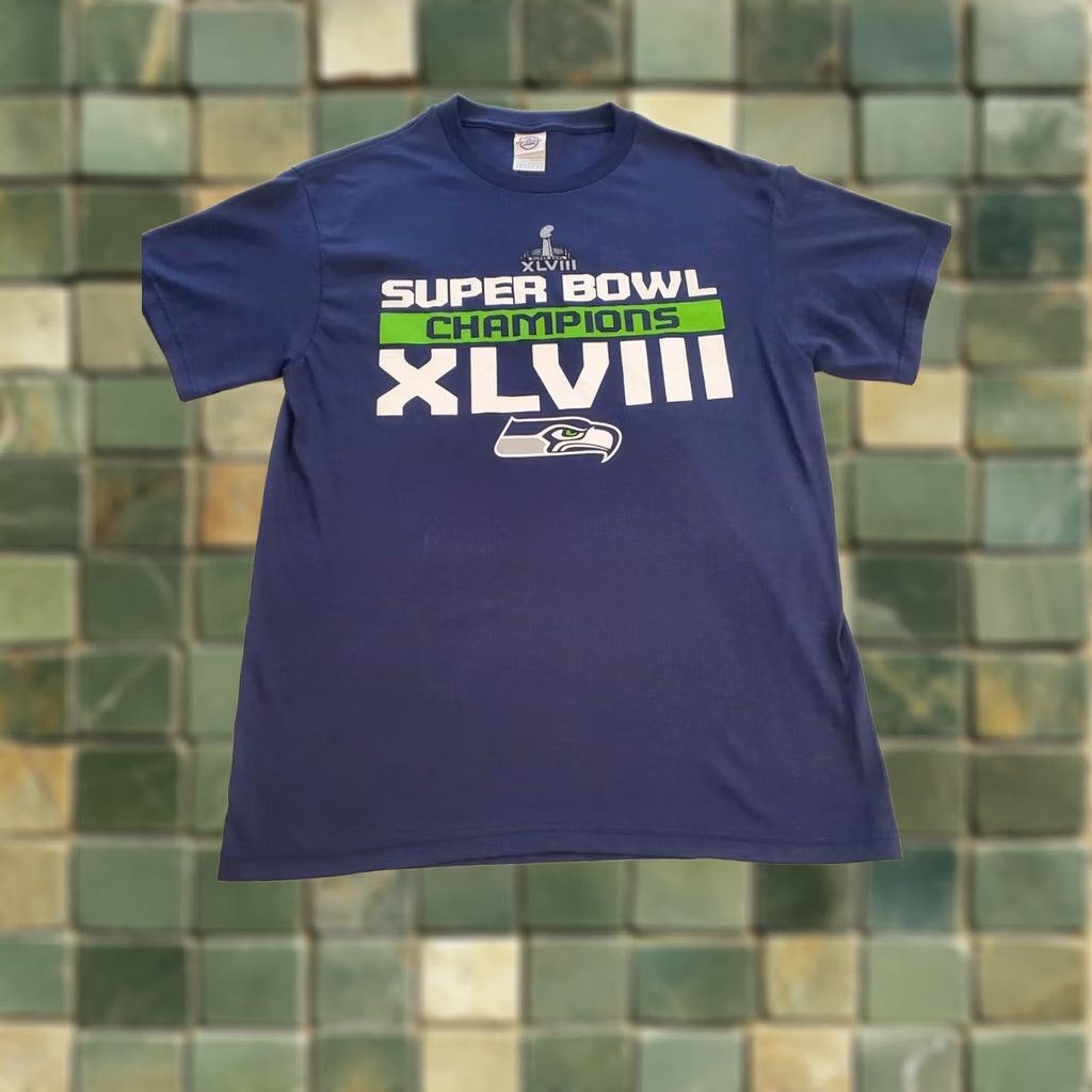 Vintage Seattle Seahawks Football Shirt Superbowl XLVII Adult Medium Unisex NWOT T Size US M / EU 48-50 / 2 - 1 Thumbnail