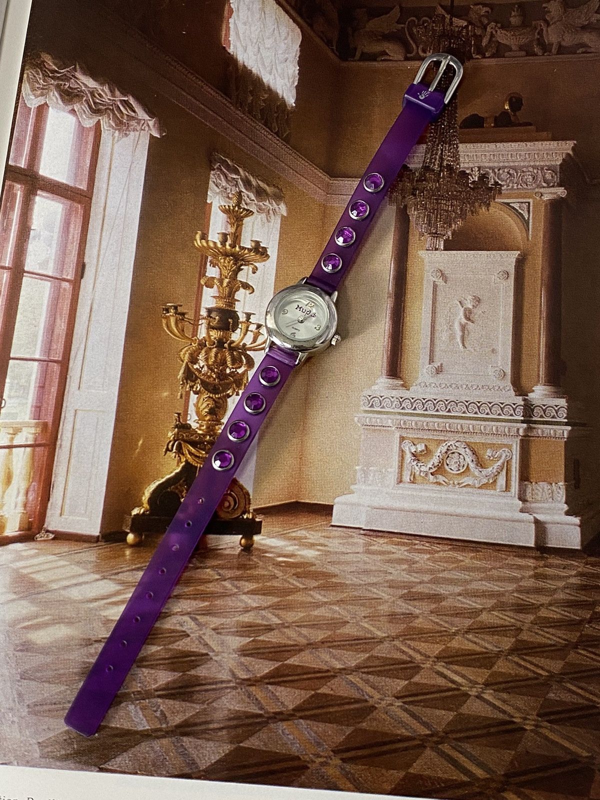 Jewelry Vintage Muddy Quartz Watch with Purple Strap Size ONE SIZE - 1 Thumbnail