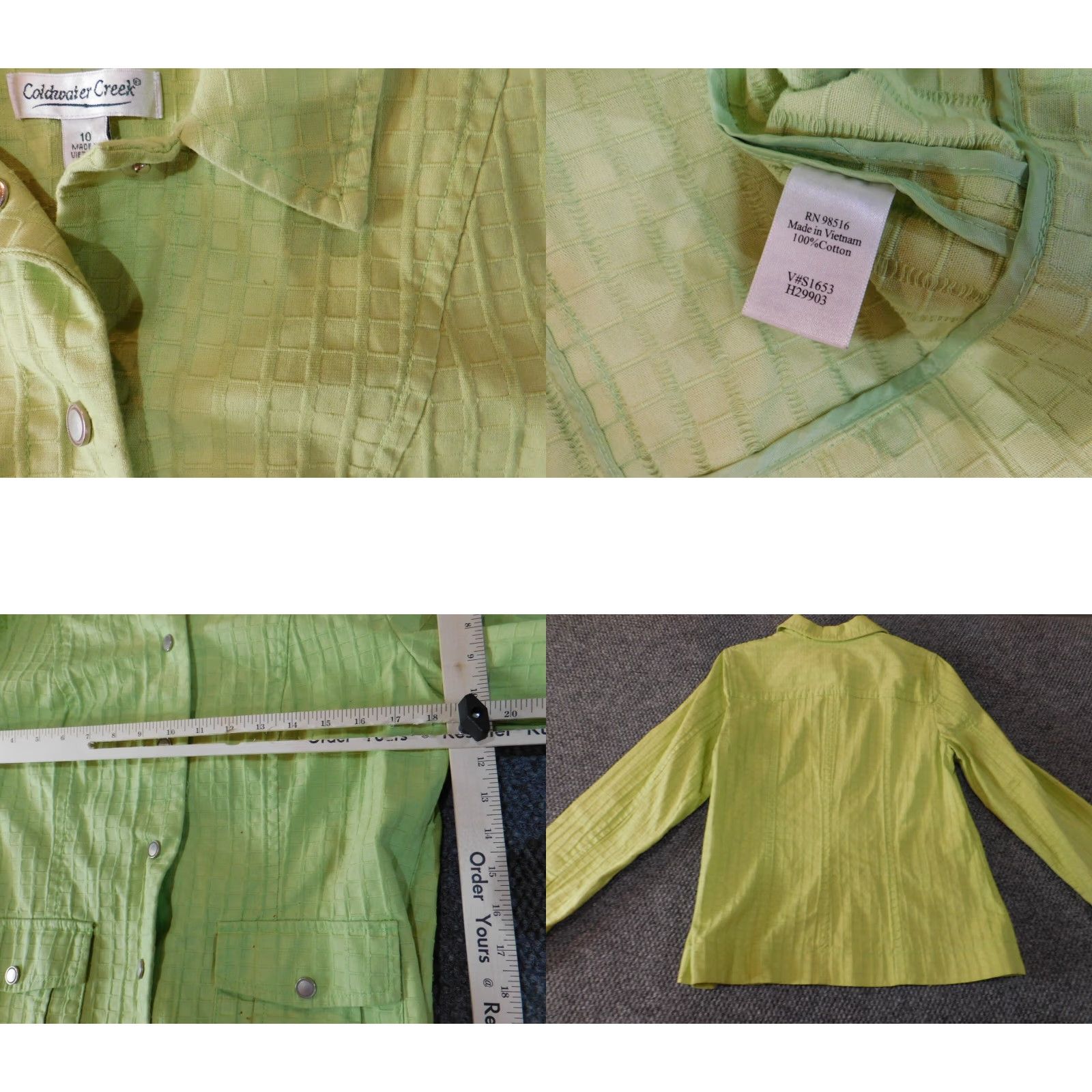 Coldwater Creek Coldwater Creek Jacket Women 10 Green Long Sleeve Button Snap Collared Cotton Casual Modern Basics Size L / US 10 / IT 46 - 8 Thumbnail