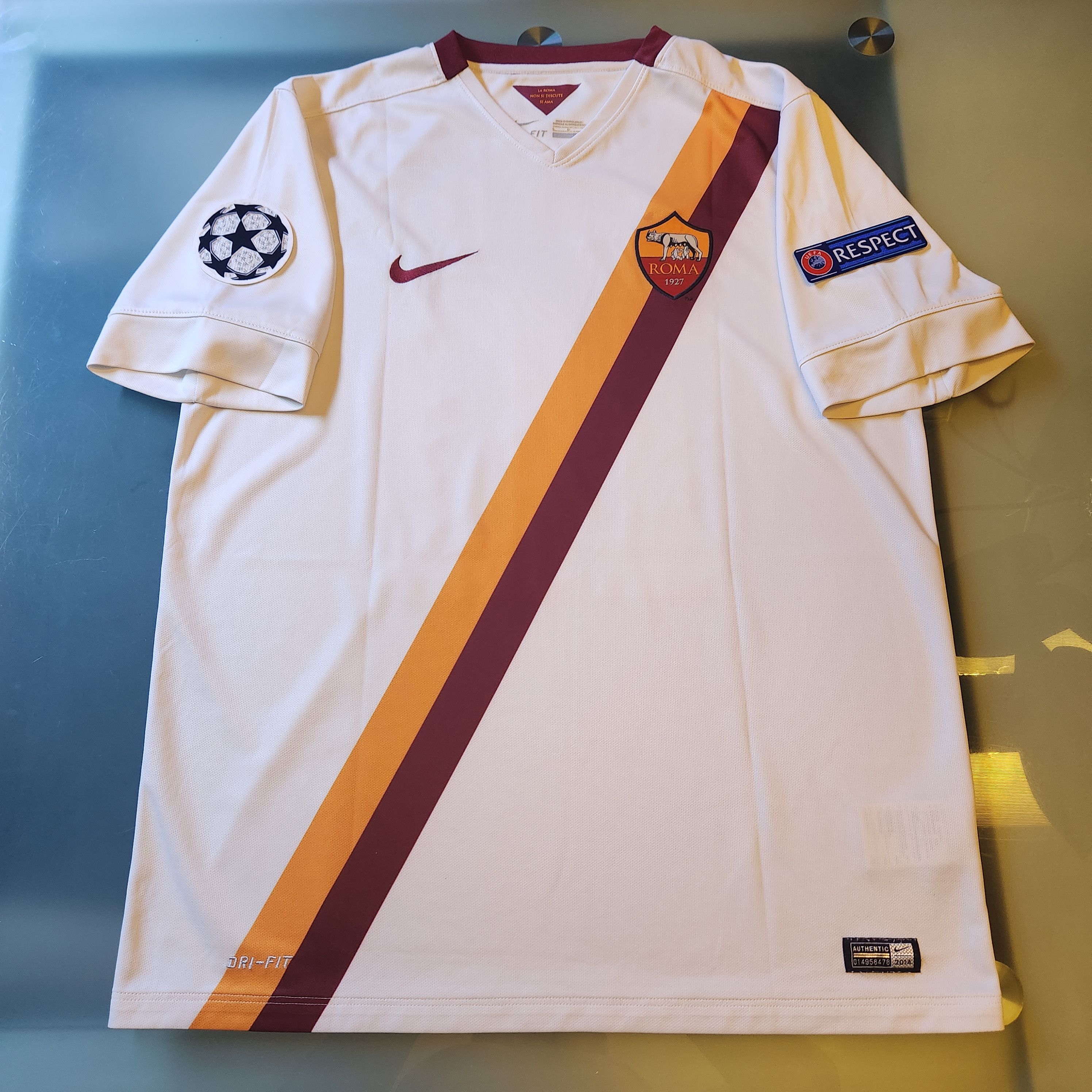 Nike Authentic AS Roma TOTTI 2014-2015 14/15 Away Jersey Size US L / EU 52-54 / 3 - 3 Thumbnail