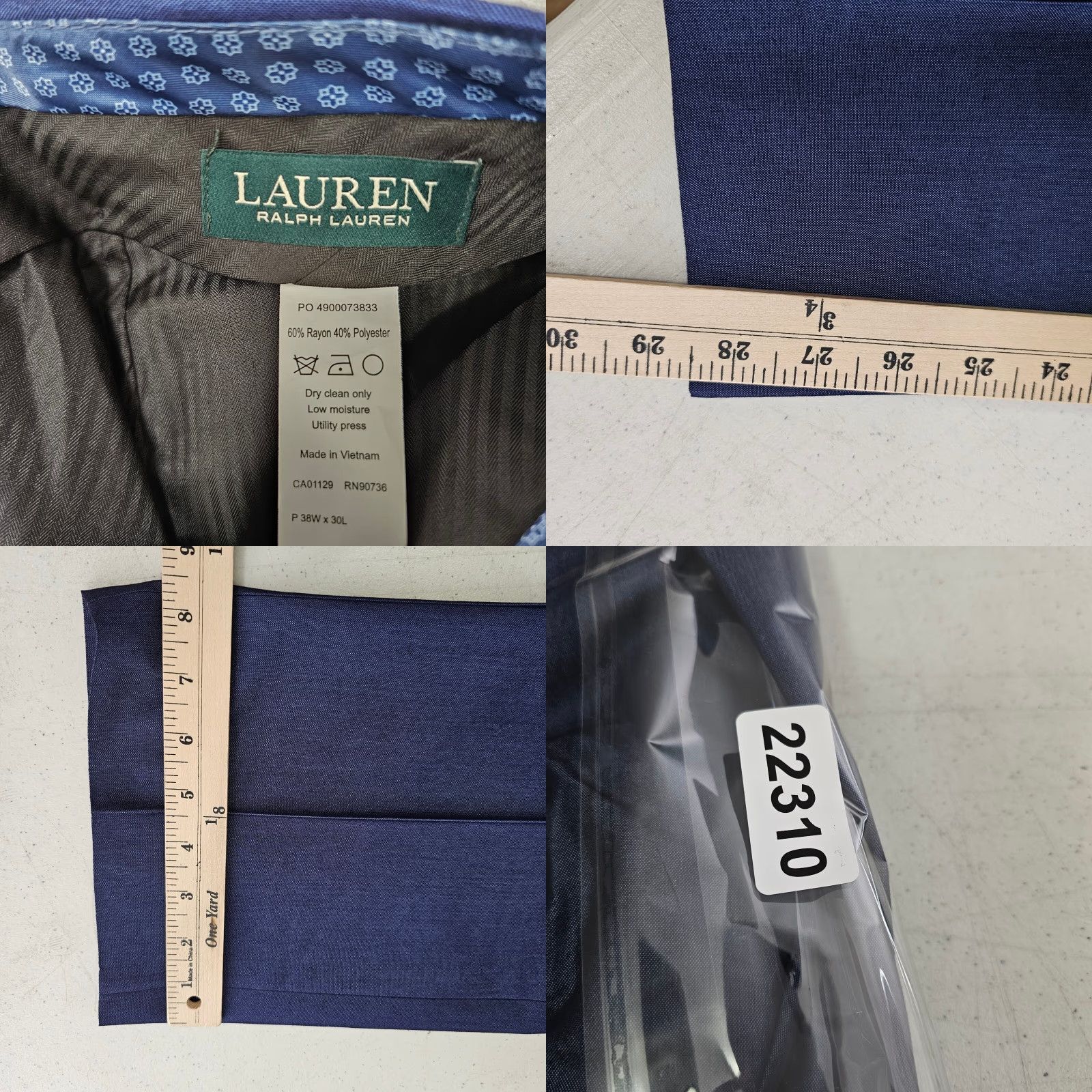 Ralph Lauren Lauren Ralph Lauren Dress Pants Mens 36x28.5 Blue Sharkskin Pants Dress Size US 36 / EU 52 - 8 Thumbnail